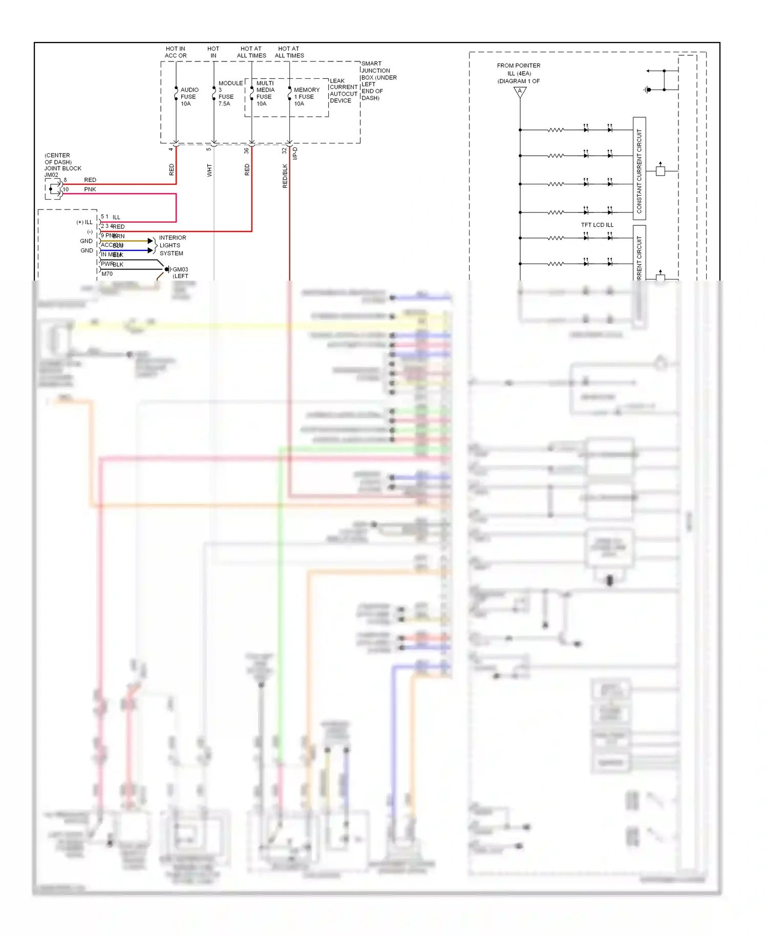 Wiring diagram starting/charging system interior lights system for Hyundai Azera II (2011-2014) (1 of 1)