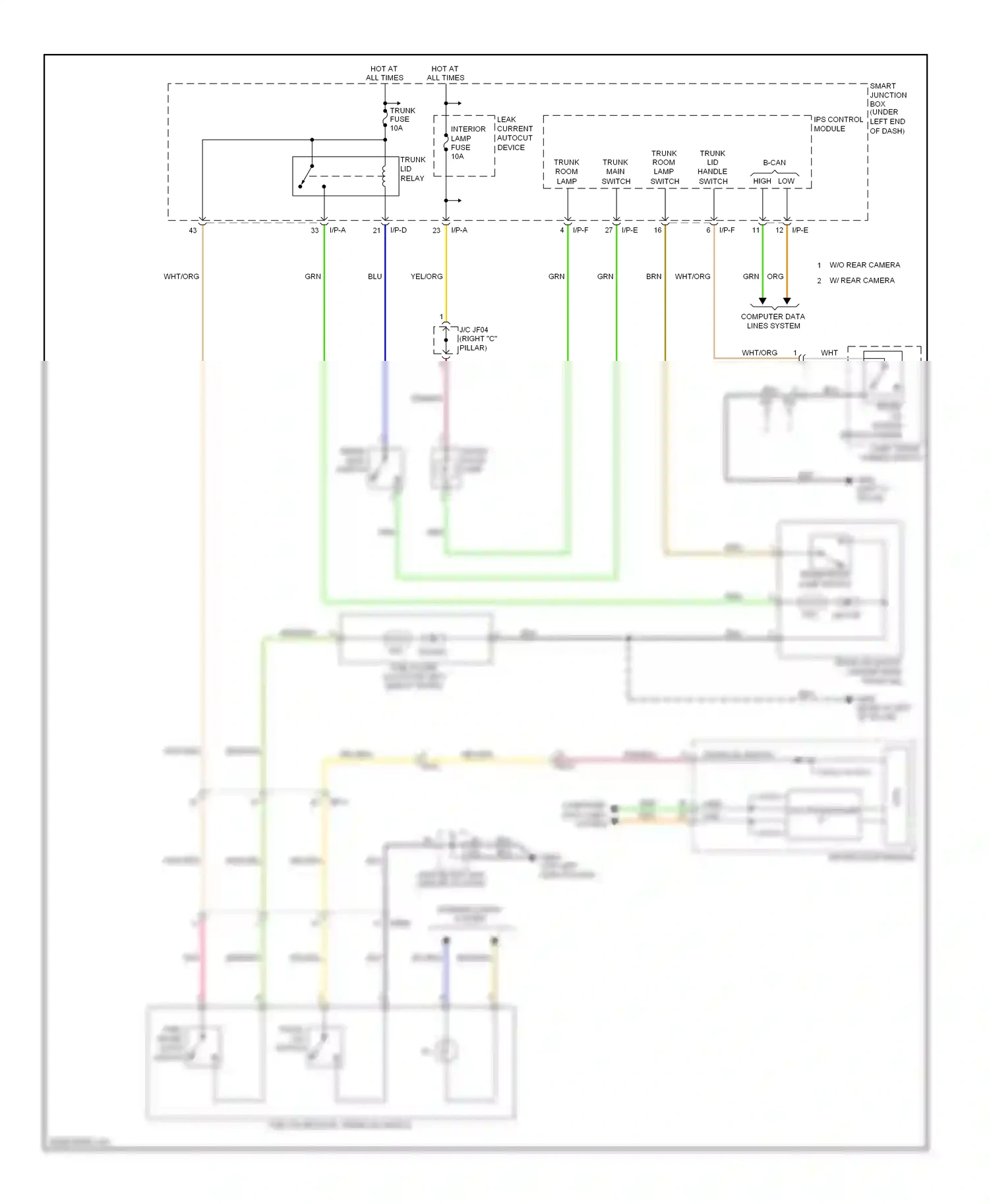 Hyundai Azera II (2011-2014) trunk main switch wiring diagram  (1 of 1)