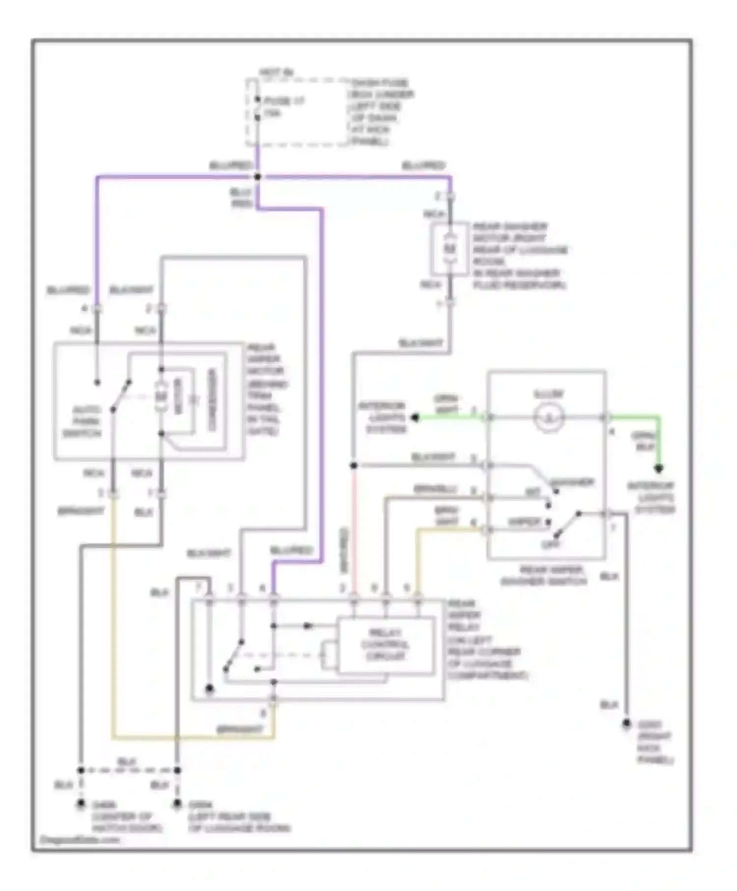 Elantra Hyundai II facelift (1998-2000): Rear wiper/washer circuit, wagon