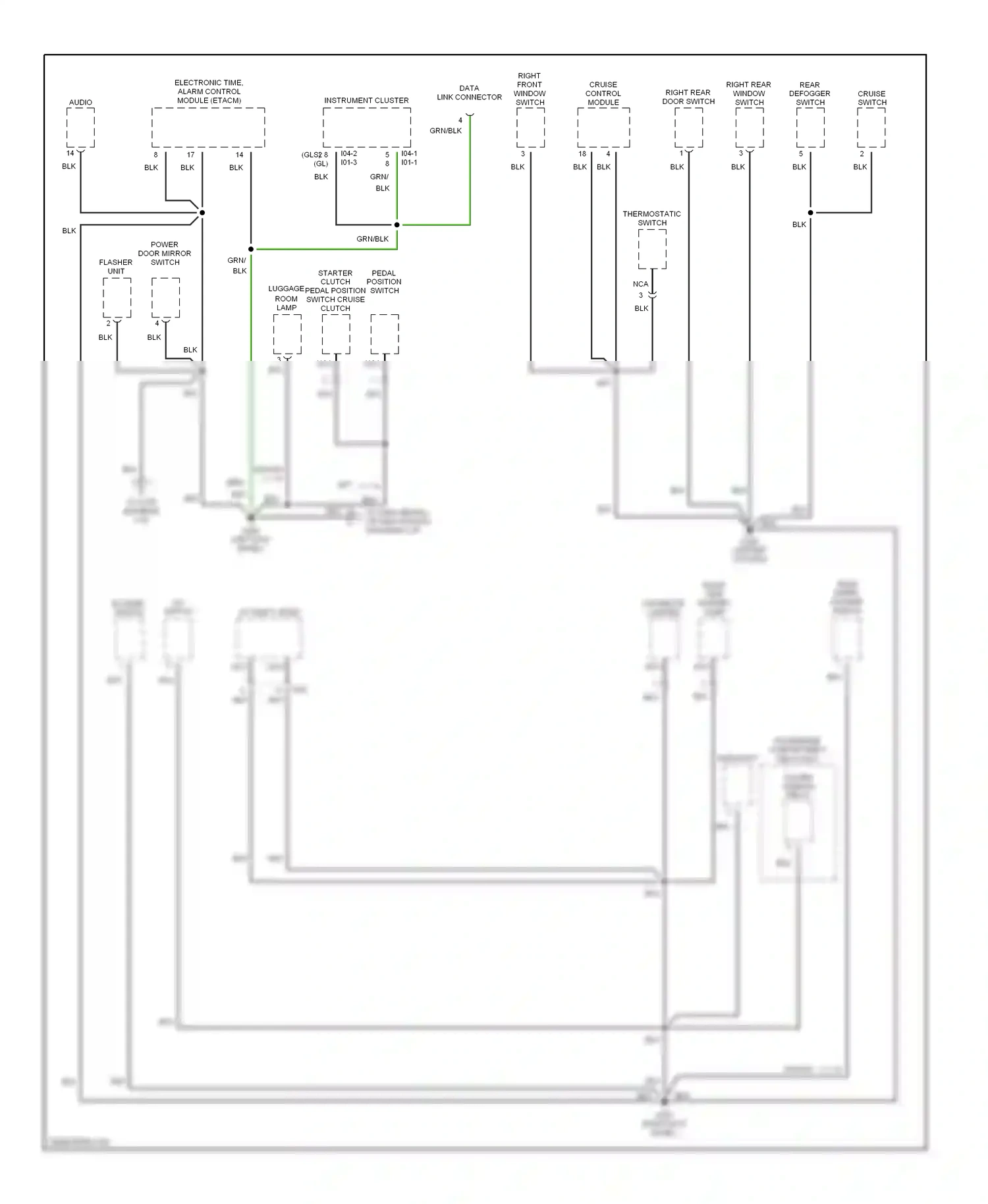 Wiring diagram blower switch for Hyundai Elantra II facelift (1998-2000) (1 of 2)