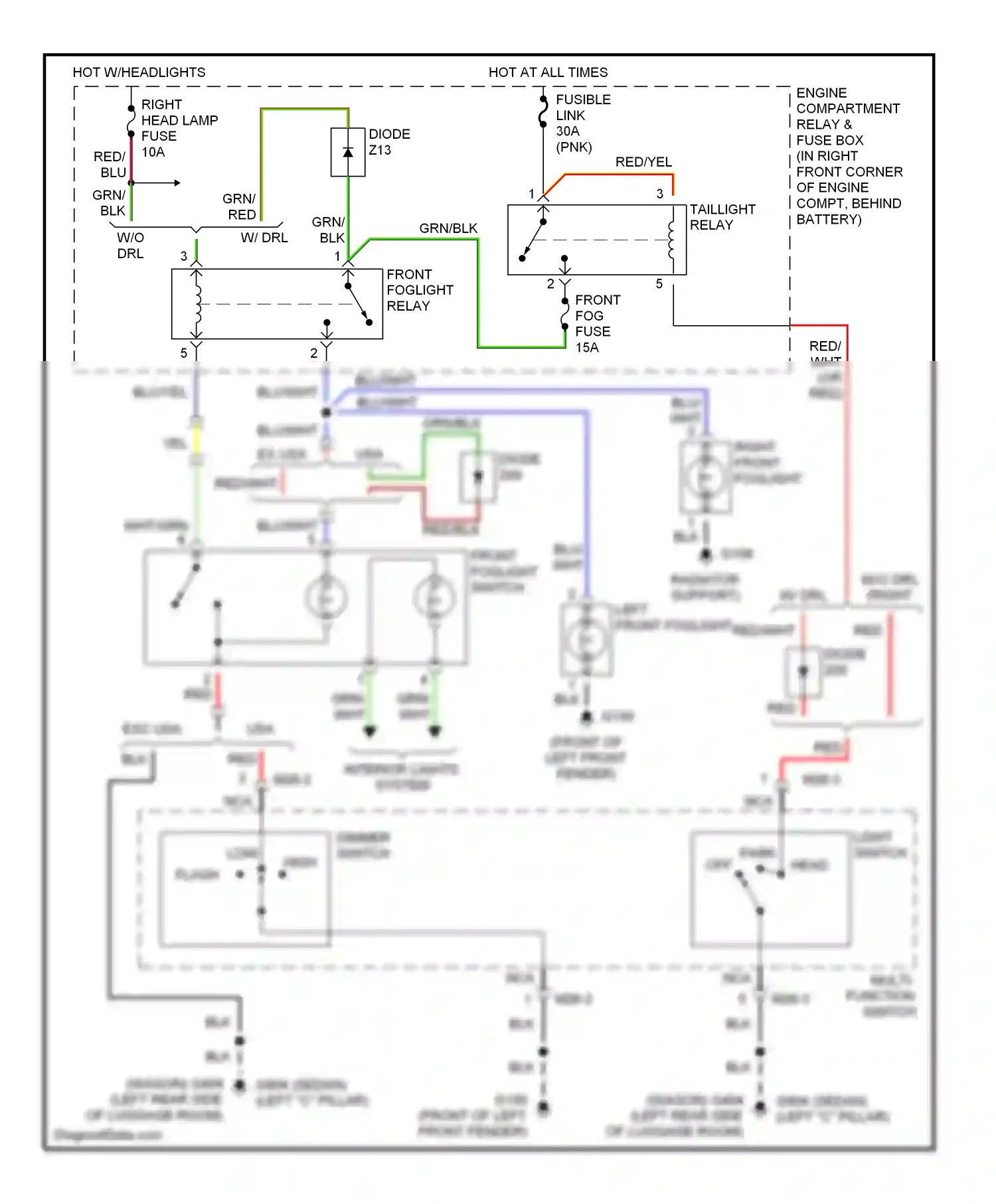 Wiring diagram blu for Hyundai Elantra II facelift (1998-2000) (6 of 28)