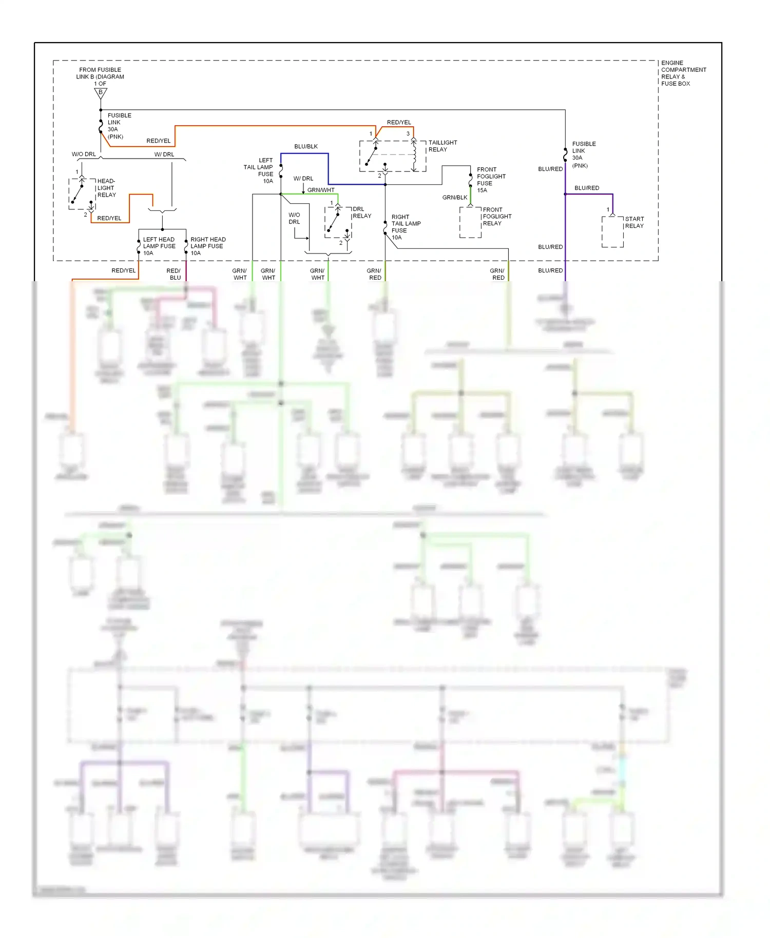 Wiring diagram blu/red for Hyundai Elantra II facelift (1998-2000) (12 of 16)