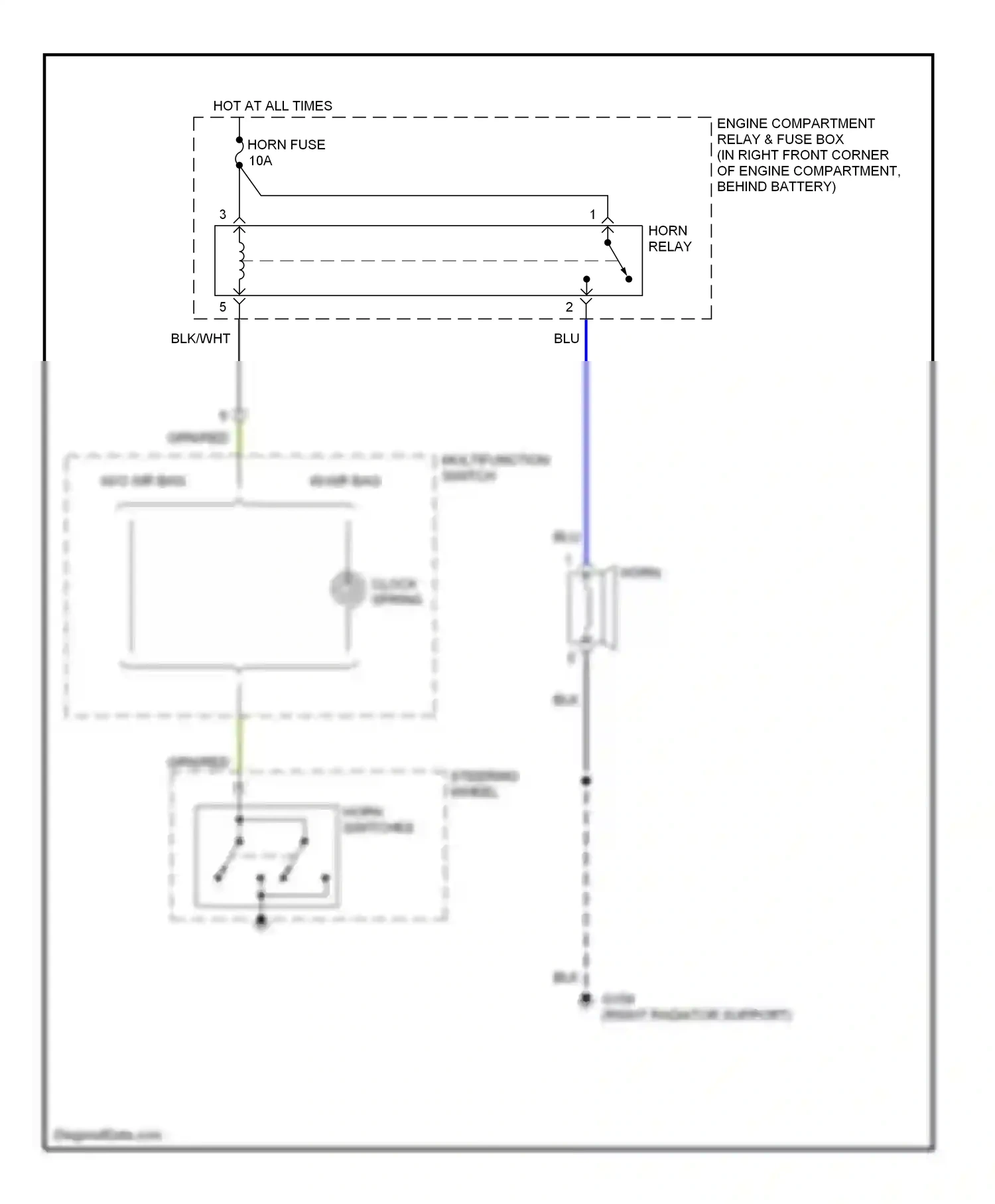 Wiring diagram clock- spring for Hyundai Elantra II facelift (1998-2000) (1 of 2)