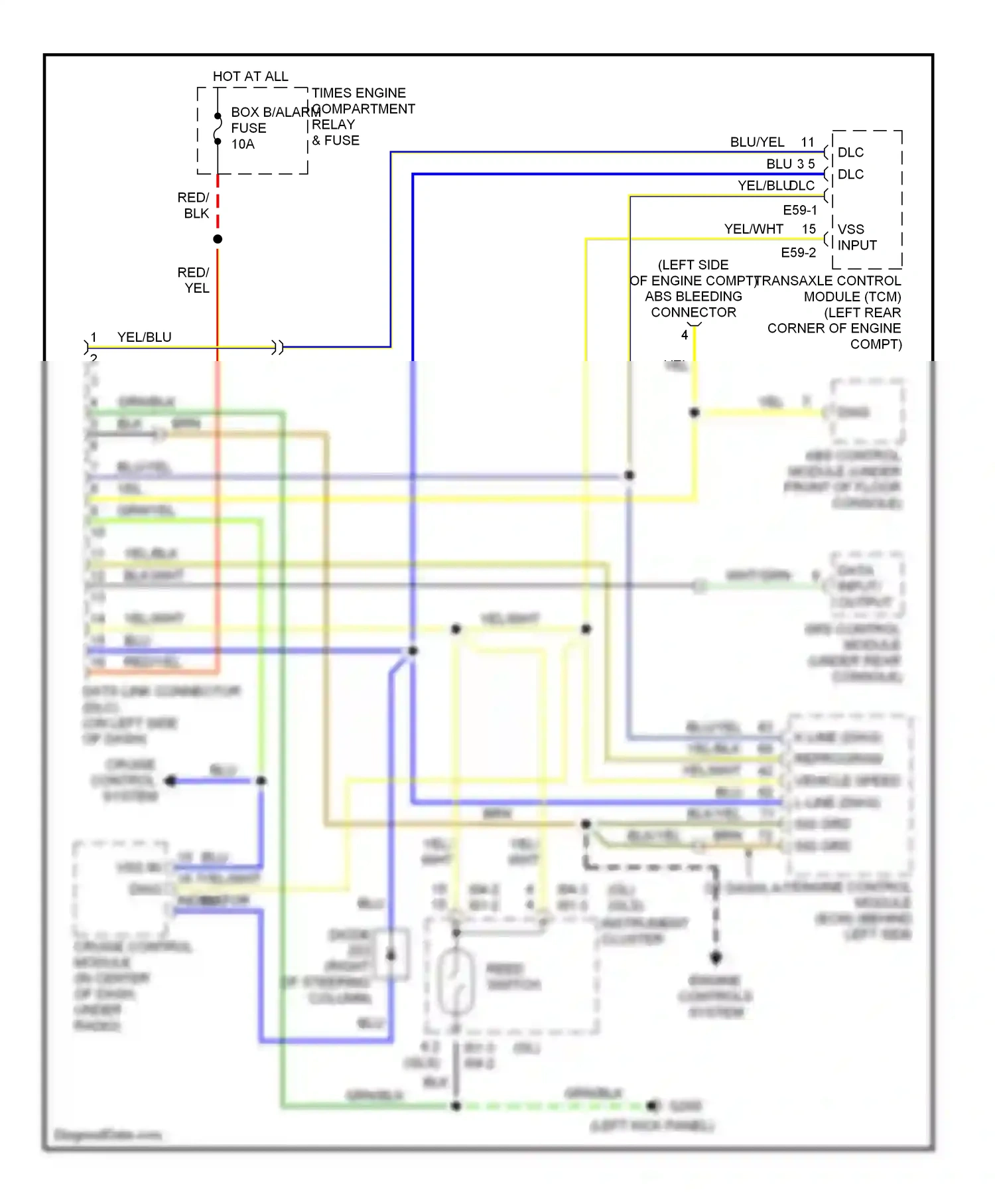 Wiring diagram data input/ output for Hyundai Elantra II facelift (1998-2000) (1 of 1)