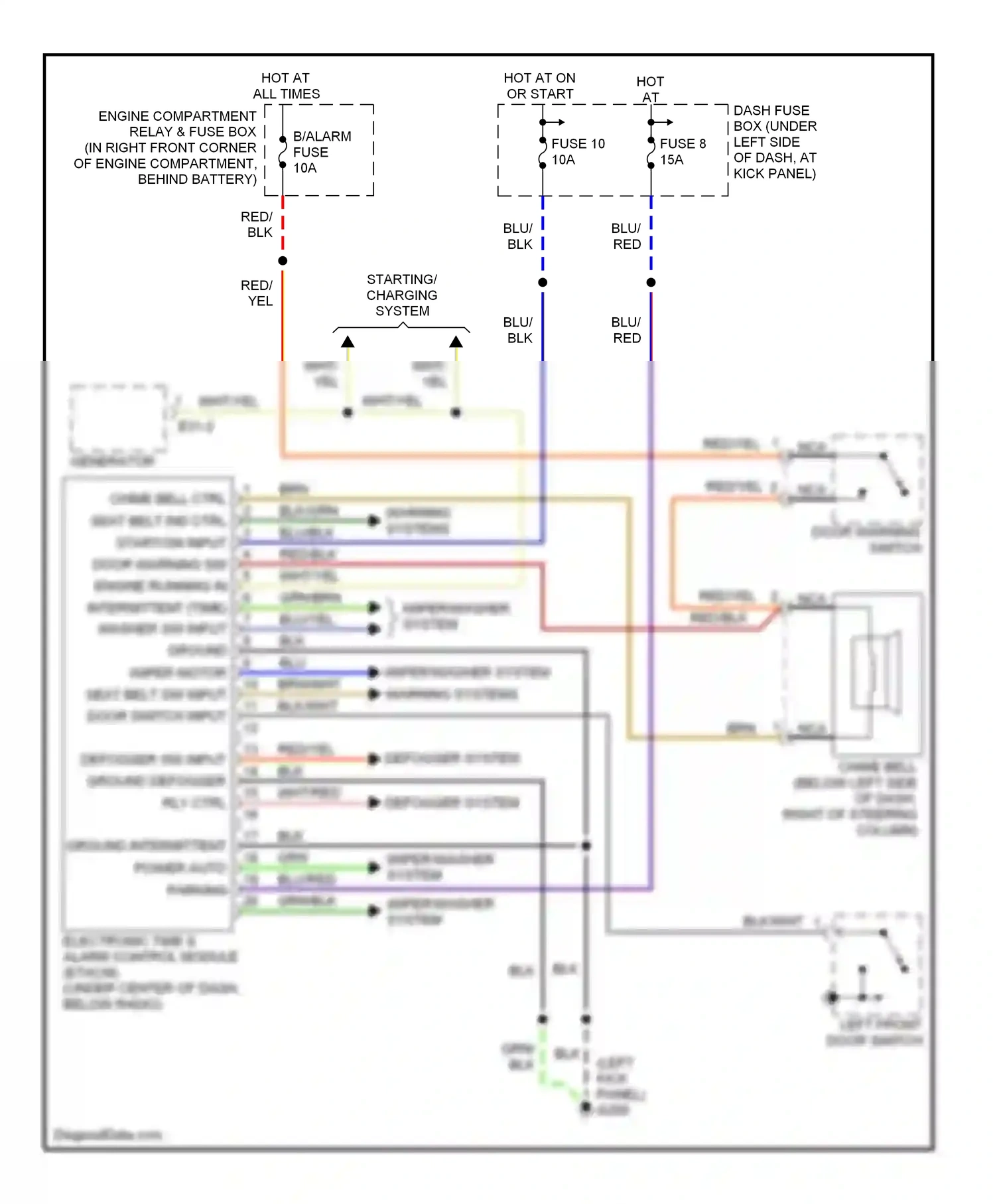 Wiring diagram defogger system for Hyundai Elantra II facelift (1998-2000) (1 of 1)