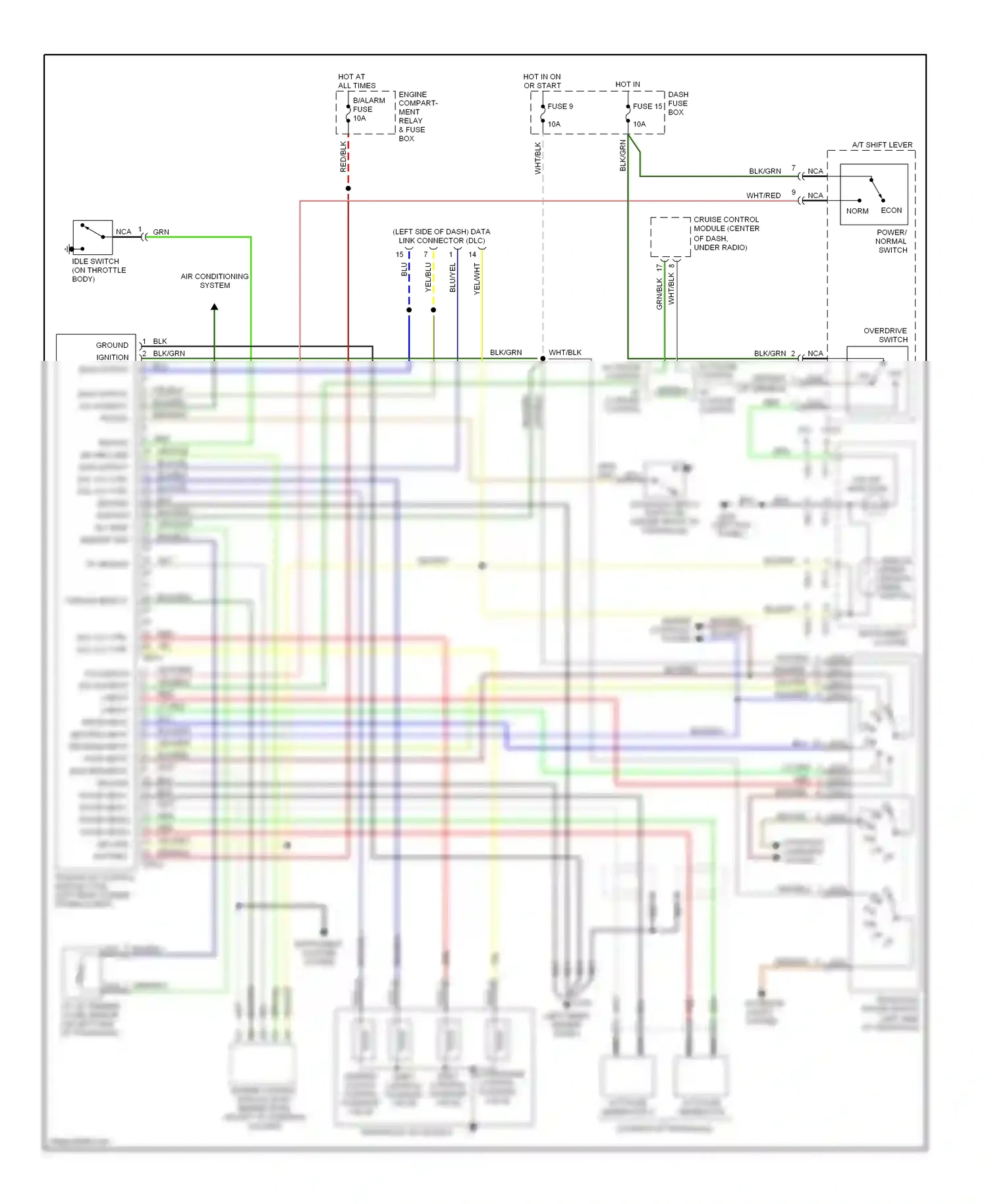 Wiring diagram engine controls system for Hyundai Elantra II facelift (1998-2000) (1 of 5)
