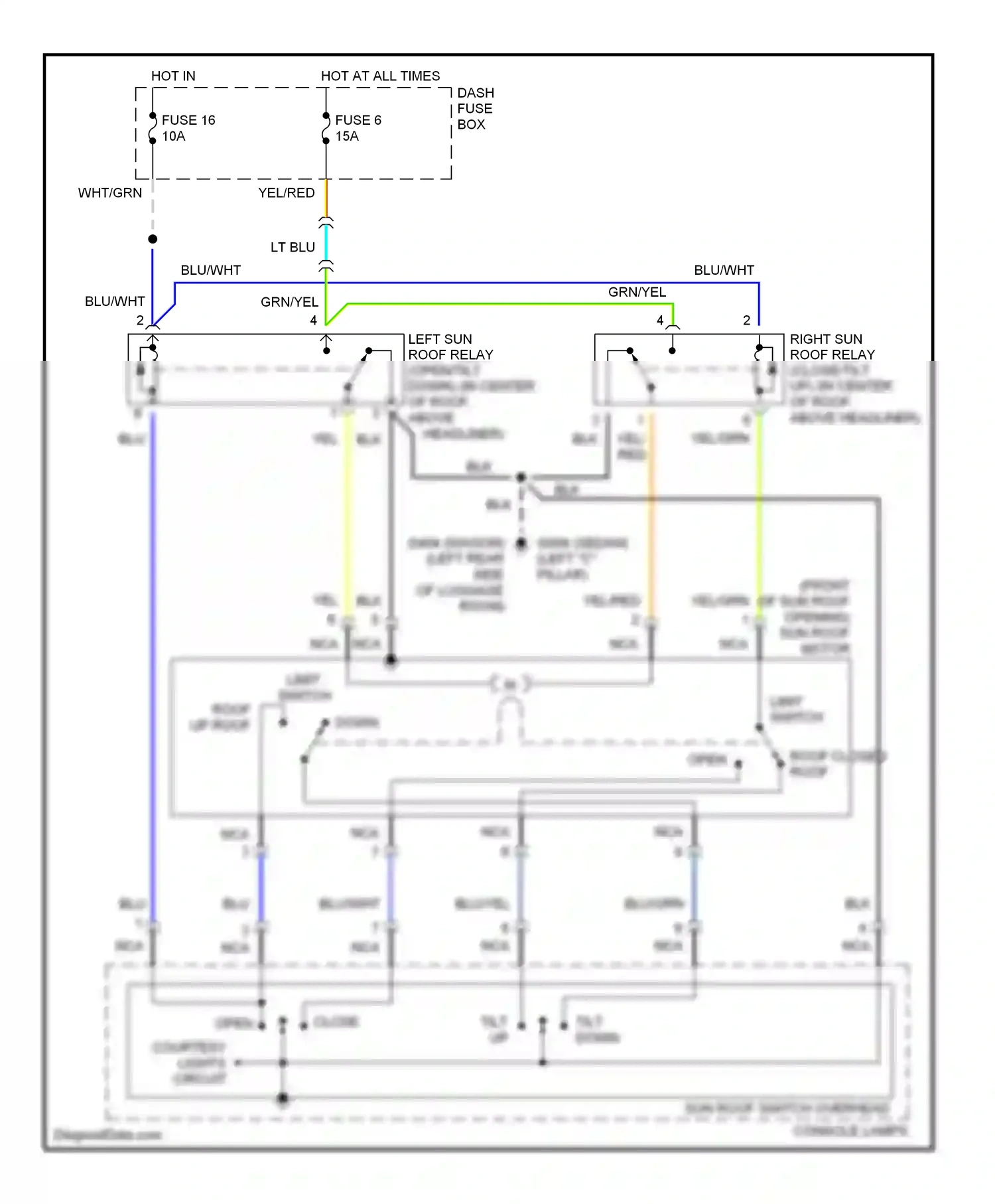 Wiring diagram limit switch for Hyundai Elantra II facelift (1998-2000) (2 of 2)