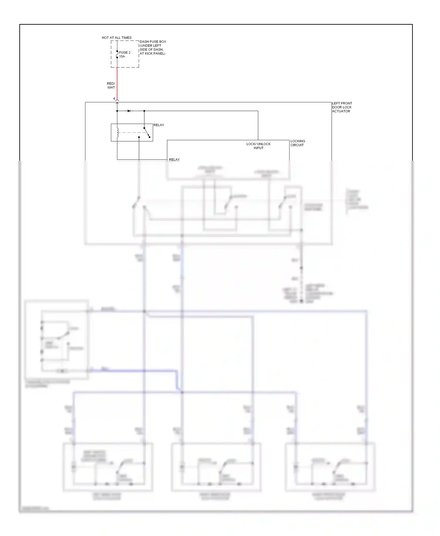 Wiring diagram locking circuit for Hyundai Elantra II facelift (1998-2000) (1 of 1)