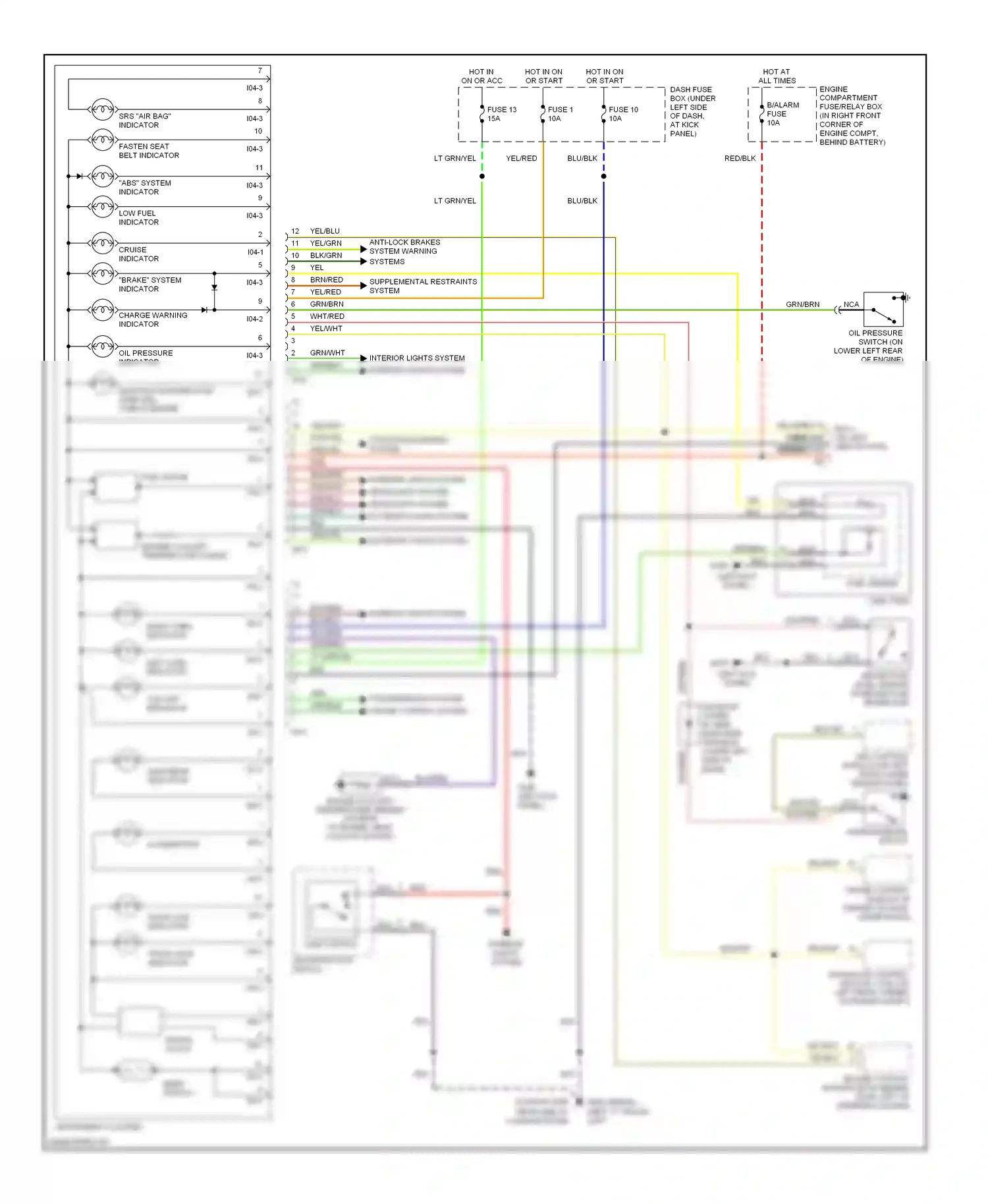 Wiring diagram starting/charging system for Hyundai Elantra II facelift (1998-2000) (1 of 2)