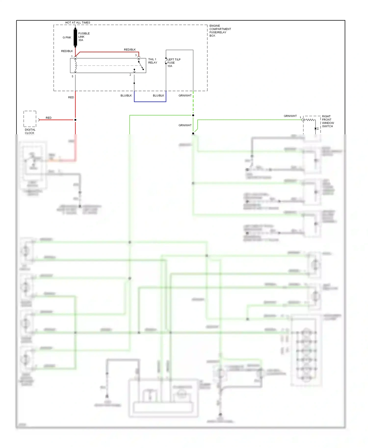 Wiring diagram driver's master switch assembly for Hyundai Elantra II (1995-1998) (1 of 4)