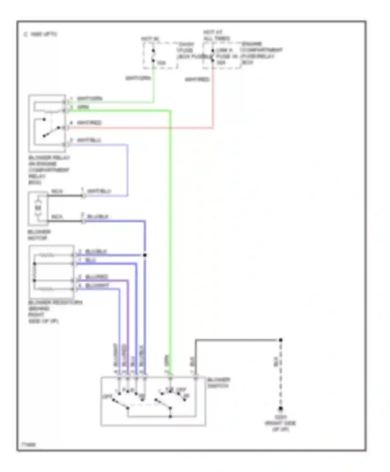 Wiring diagram engine compartment fuse/relay box for Hyundai Elantra II (1995-1998) (7 of 21)