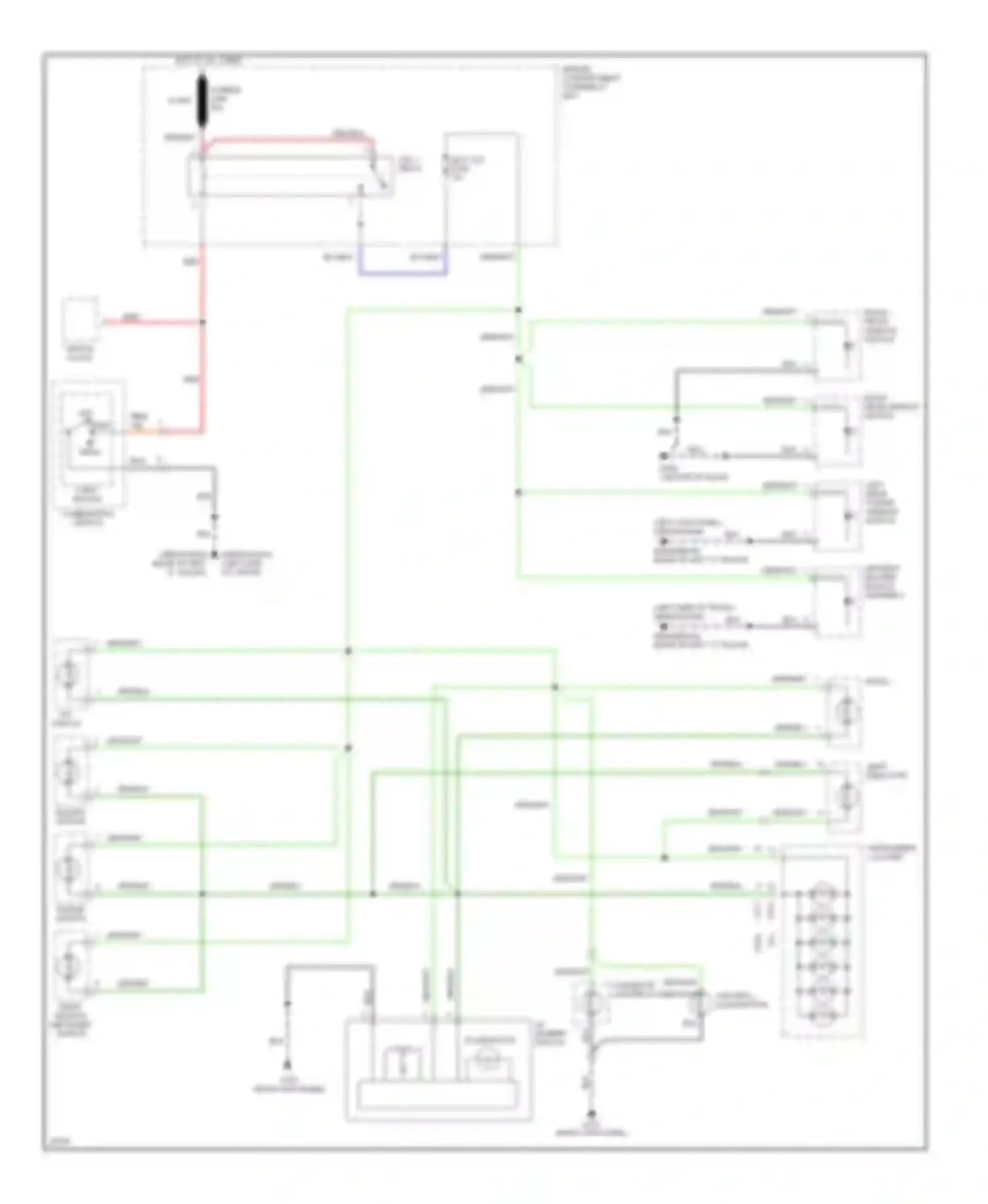 Wiring diagram left rear power window switch for Hyundai Elantra II (1995-1998) (3 of 6)