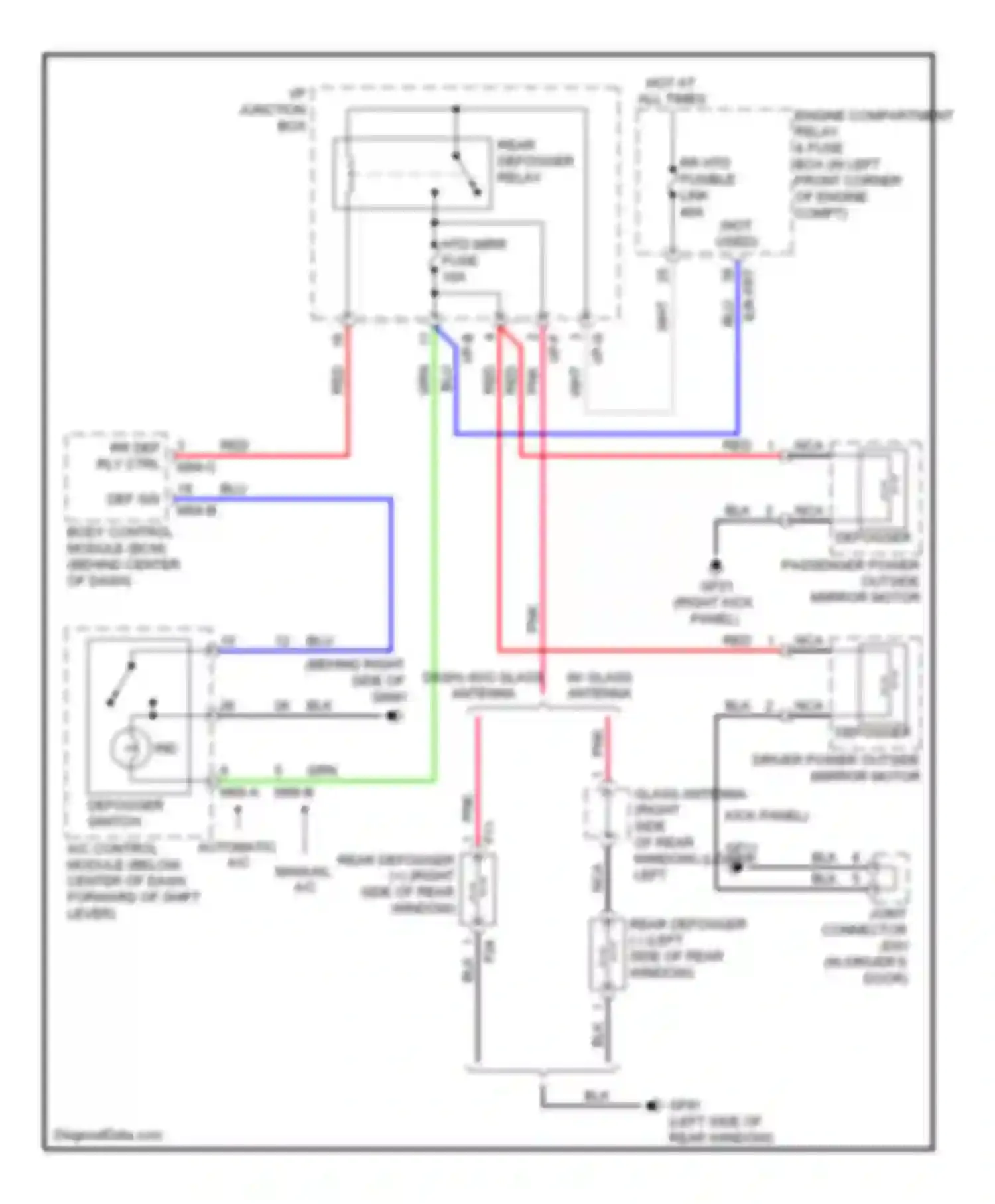 Elantra Hyundai III facelift (2003-2010): Defoggers circuit