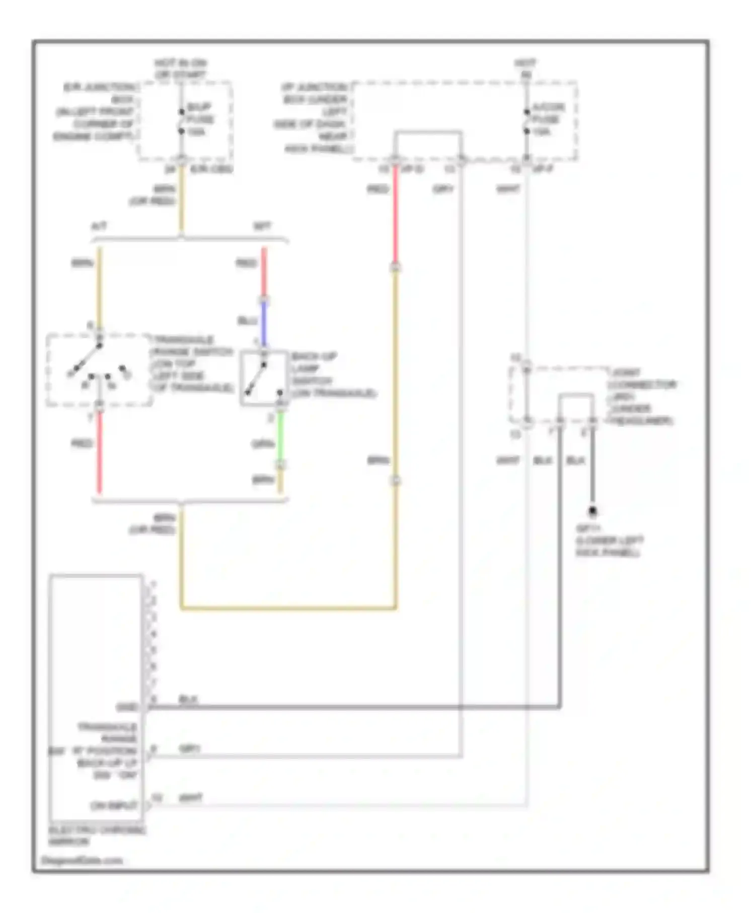 Elantra Hyundai III facelift (2003-2010): Electrochromic mirror circuit, without home link