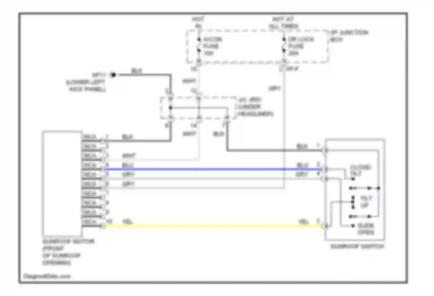 Elantra Hyundai III facelift (2003-2010): Power top/sunroof circuit