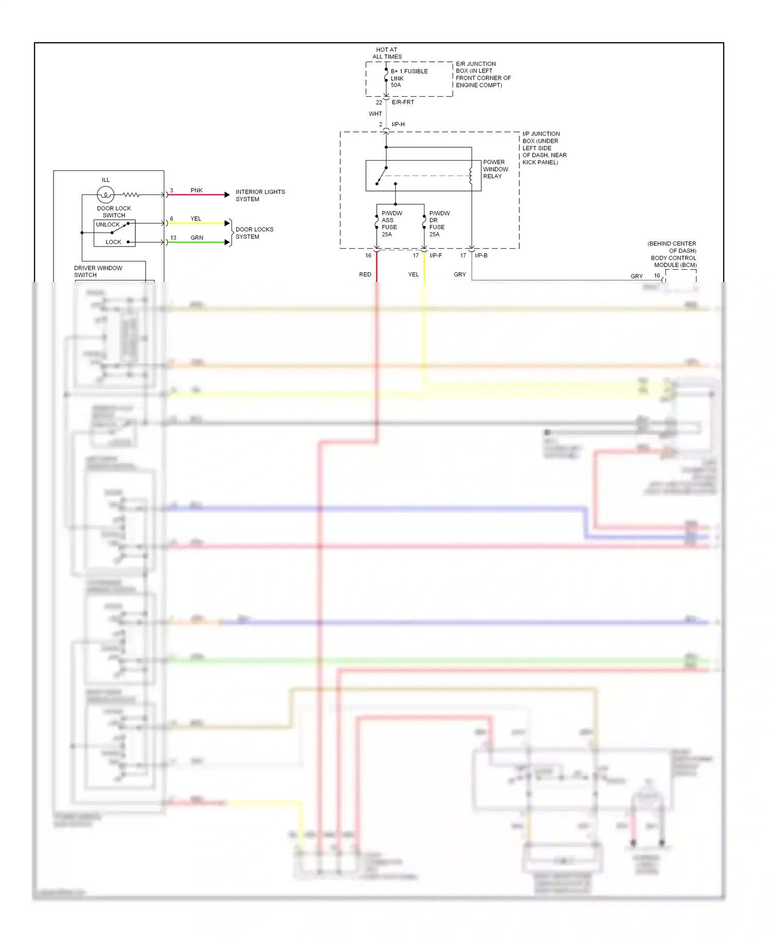 Wiring diagram auto down control unit for Hyundai Elantra III facelift (2003-2010) (1 of 1)