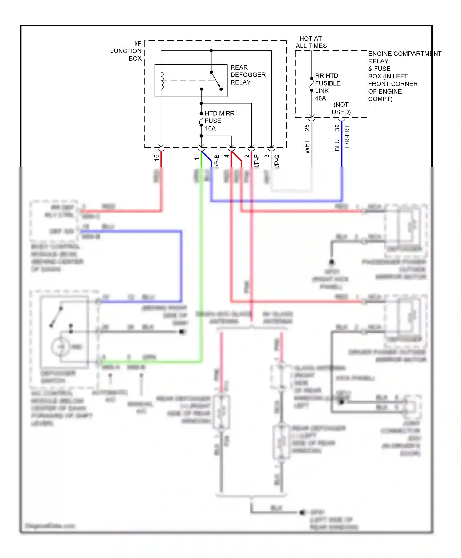 Wiring diagram defogger switch for Hyundai Elantra III facelift (2003-2010) (1 of 1)