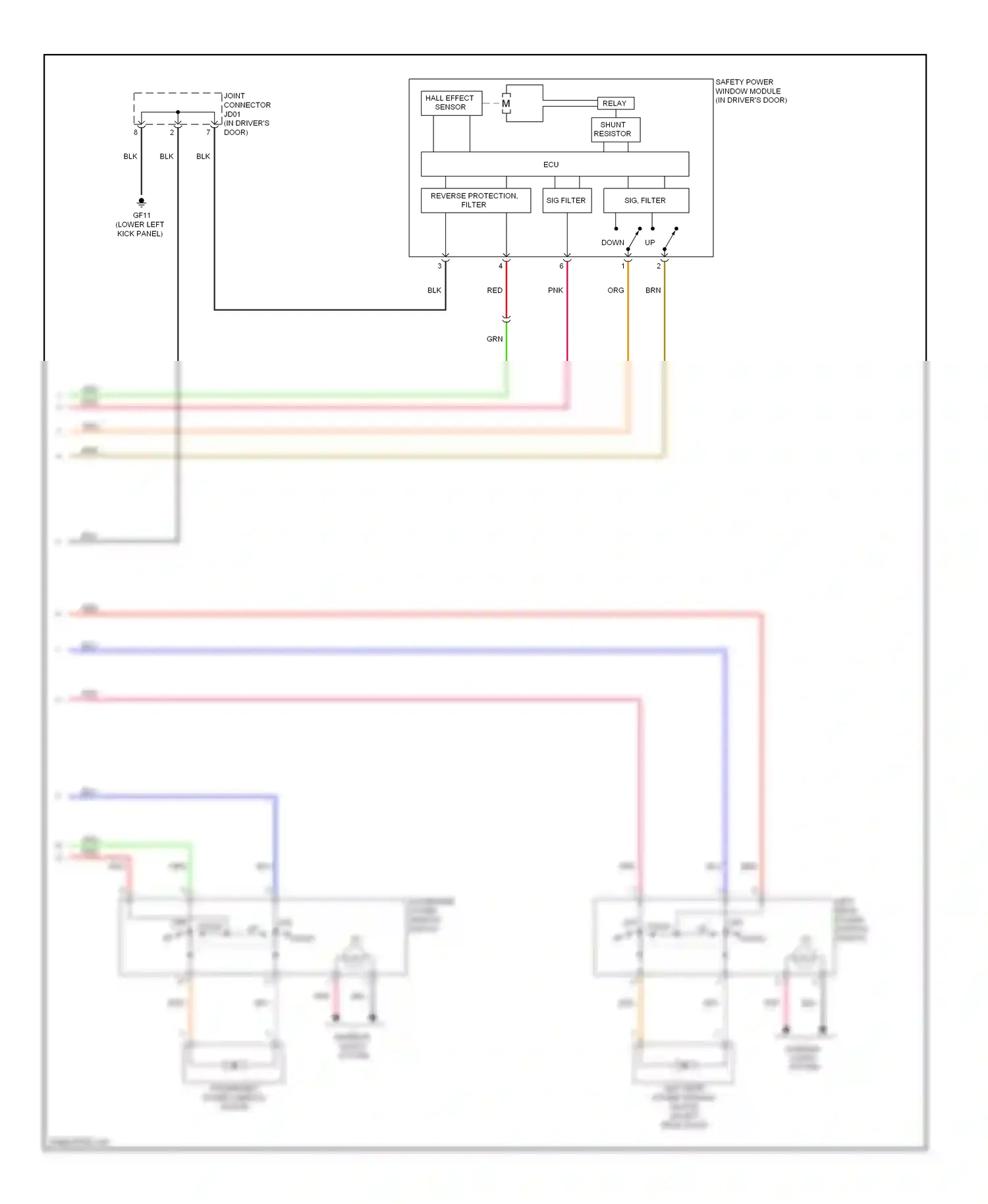 Wiring diagram down up for Hyundai Elantra III facelift (2003-2010) (2 of 2)