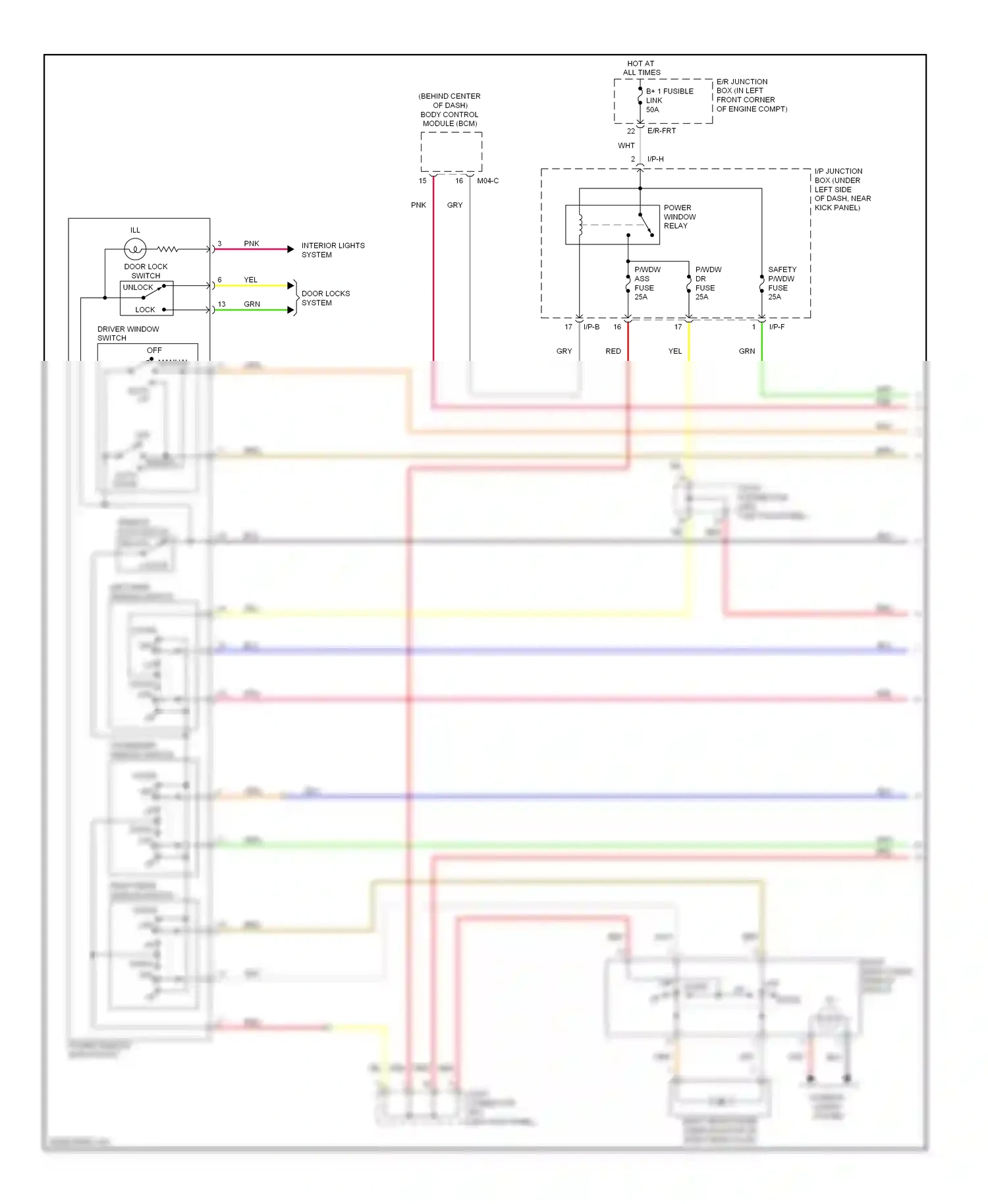 Wiring diagram driver window switch for Hyundai Elantra III facelift (2003-2010) (2 of 2)