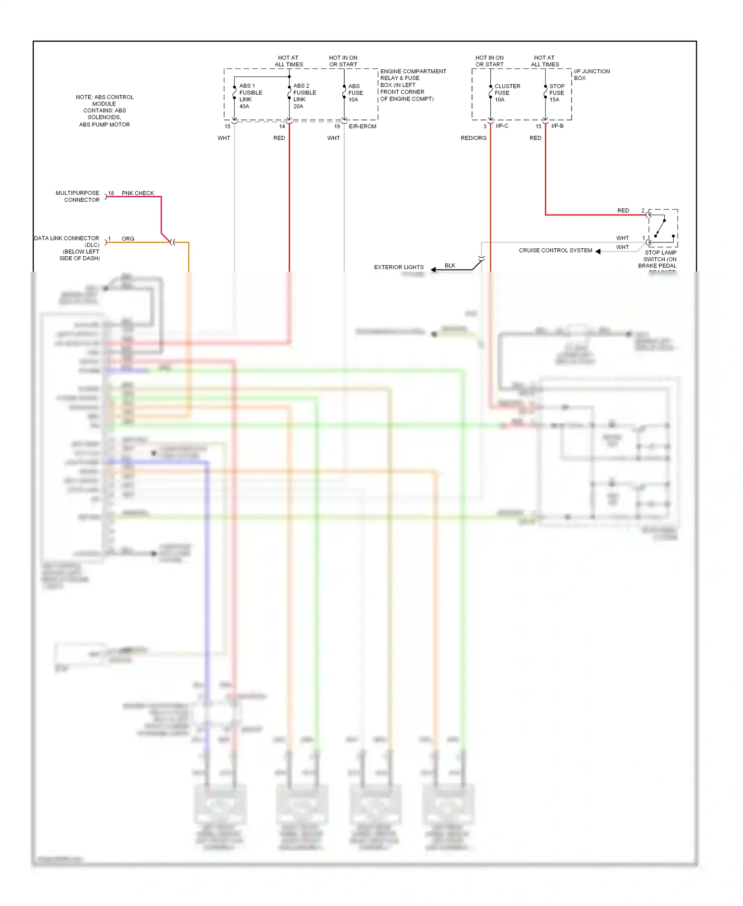 Wiring diagram note: abs control module contains: abs solenoids, abs pump motor for Hyundai Elantra III facelift (2003-2010) (1 of 1)