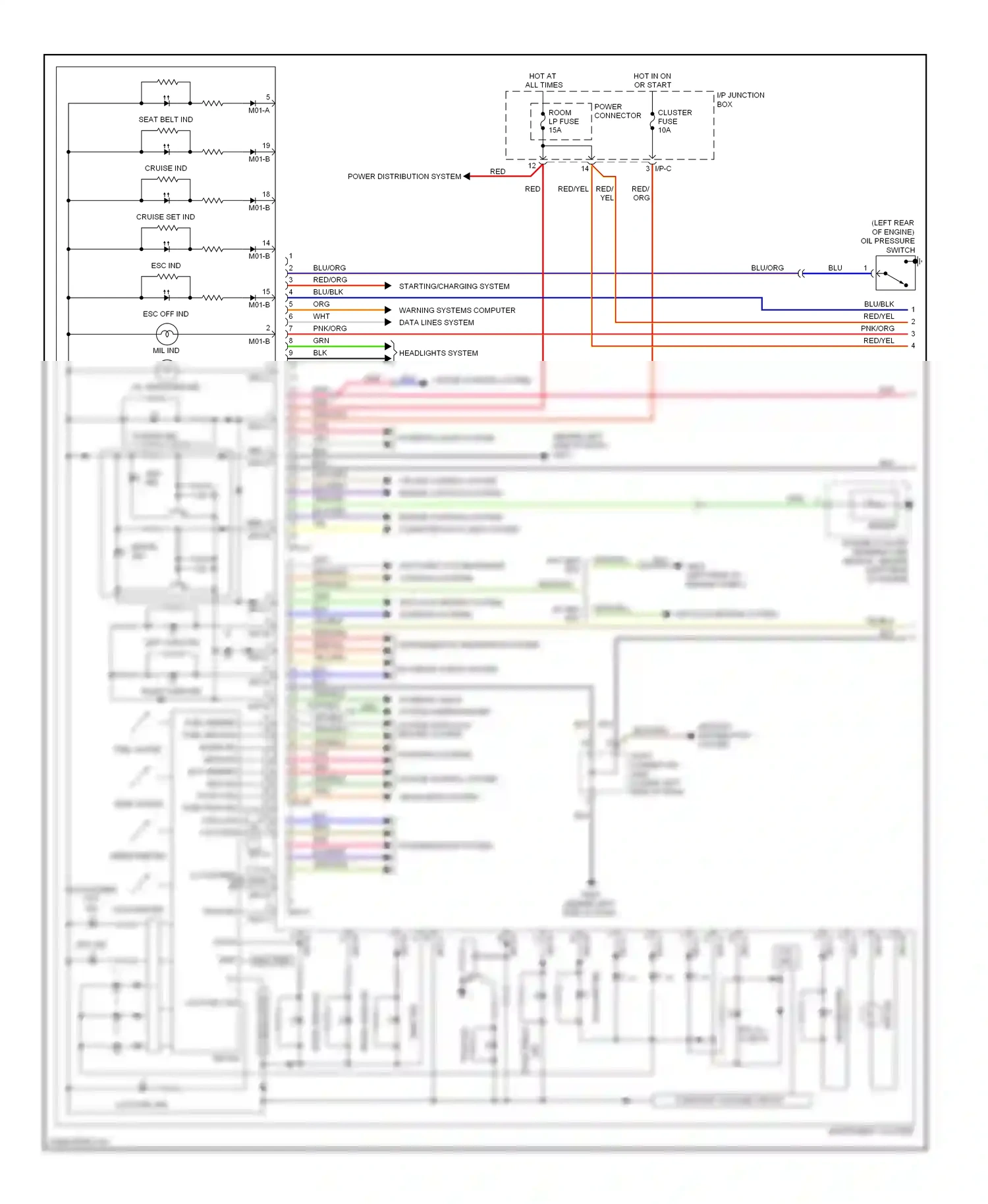 Wiring diagram power distribution system for Hyundai Elantra III facelift (2003-2010) (1 of 1)