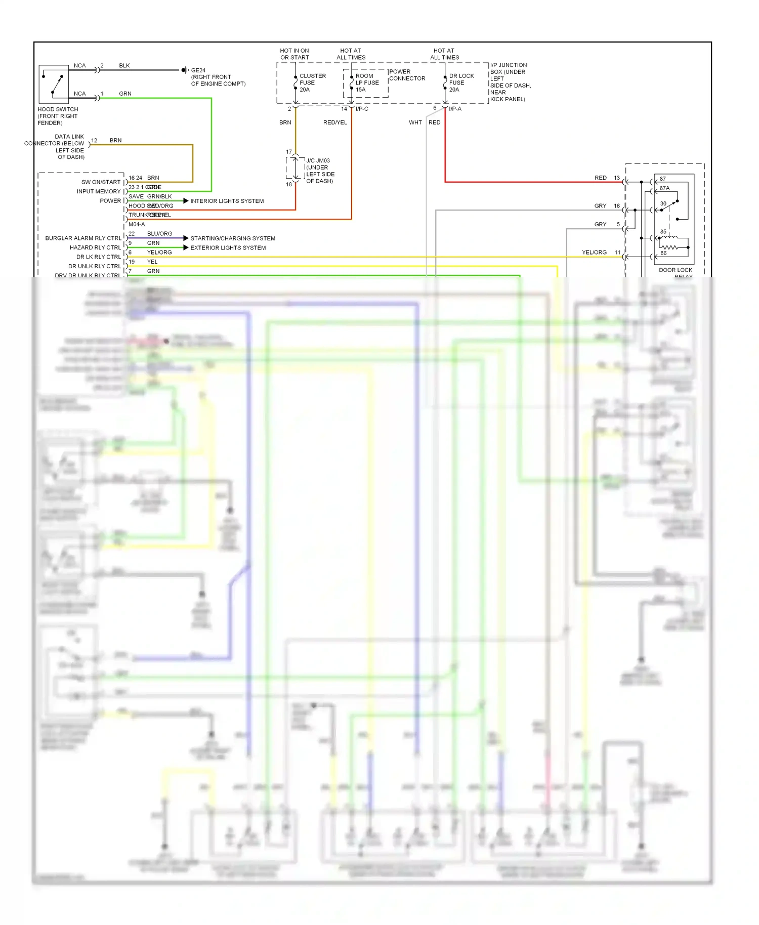 Wiring diagram power window main switch for Hyundai Elantra III facelift (2003-2010) (1 of 5)