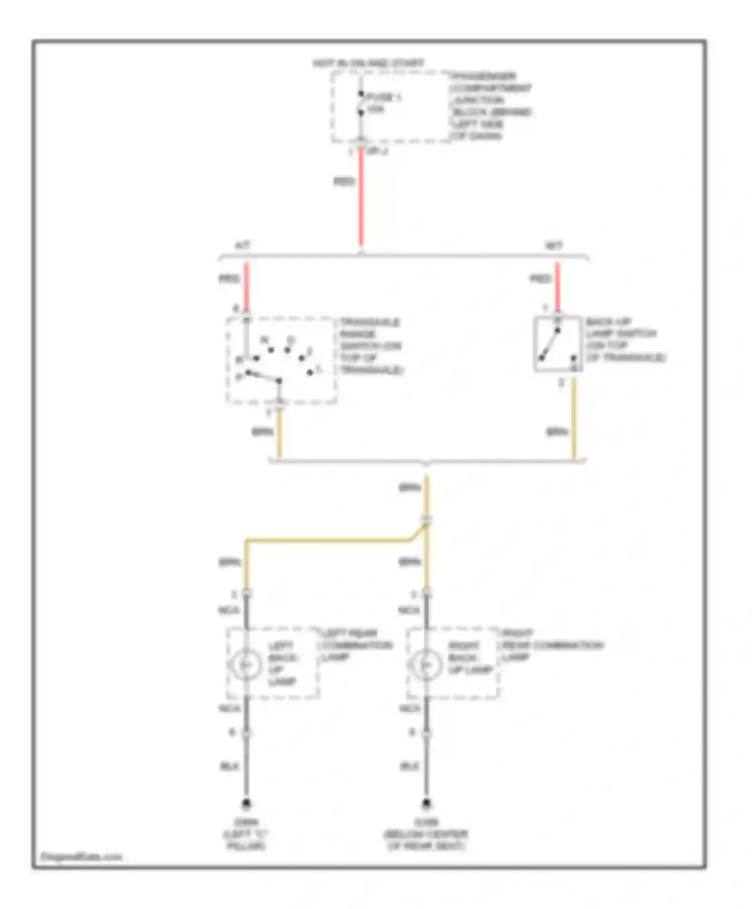Wiring diagram right rear combination lamp right back- up lamp for Hyundai Elantra III (2000-2003) (1 of 1)