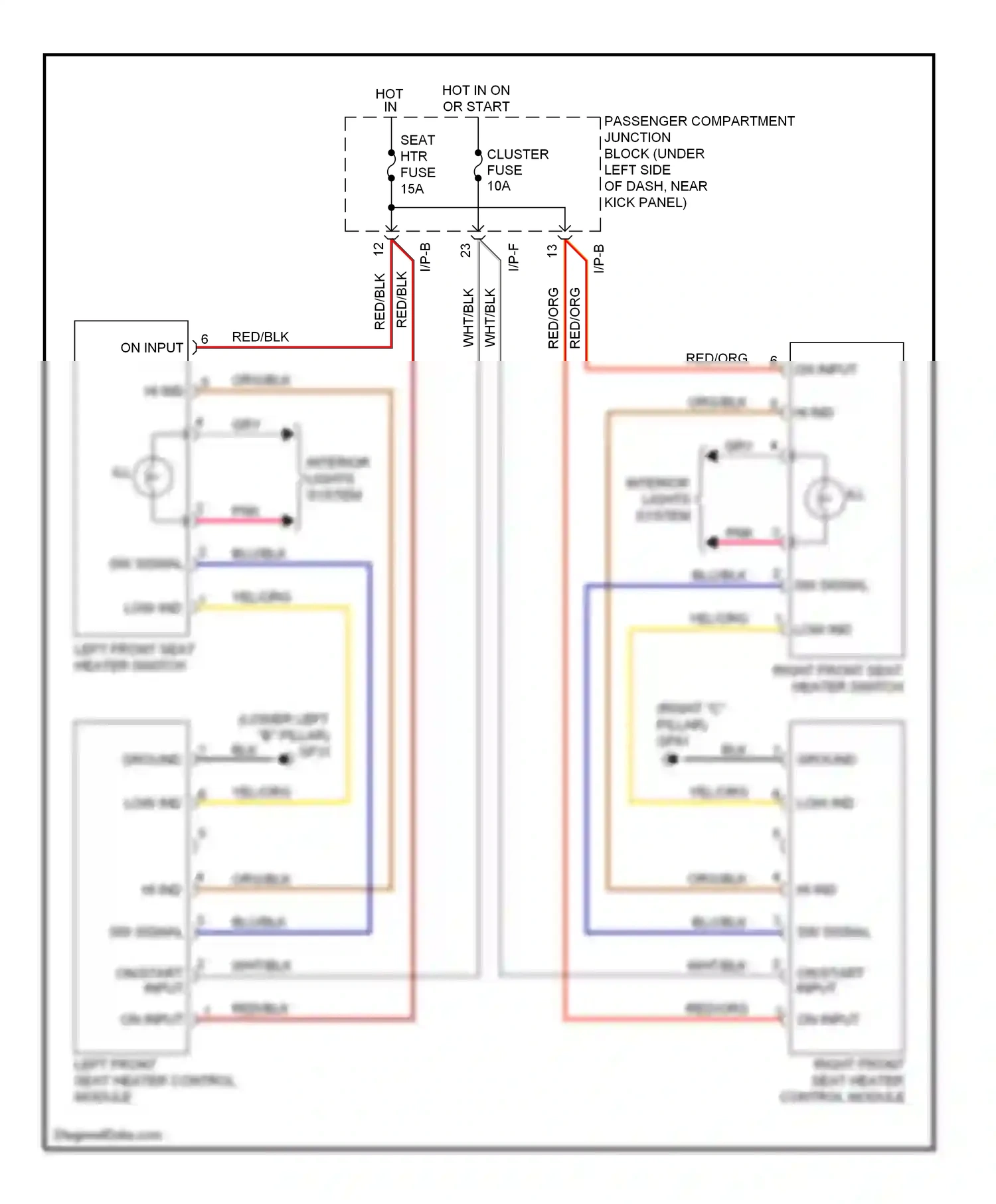 Wiring diagram left front seat heater control module for Hyundai Elantra IV (2006-2011) (1 of 3)