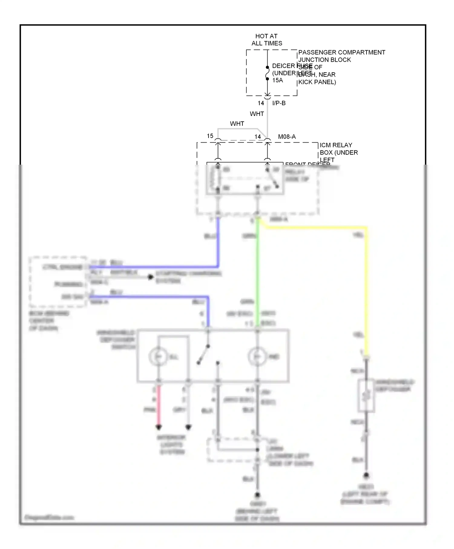 Wiring diagram windshield defogger switch for Hyundai Elantra IV (2006-2011) (1 of 3)