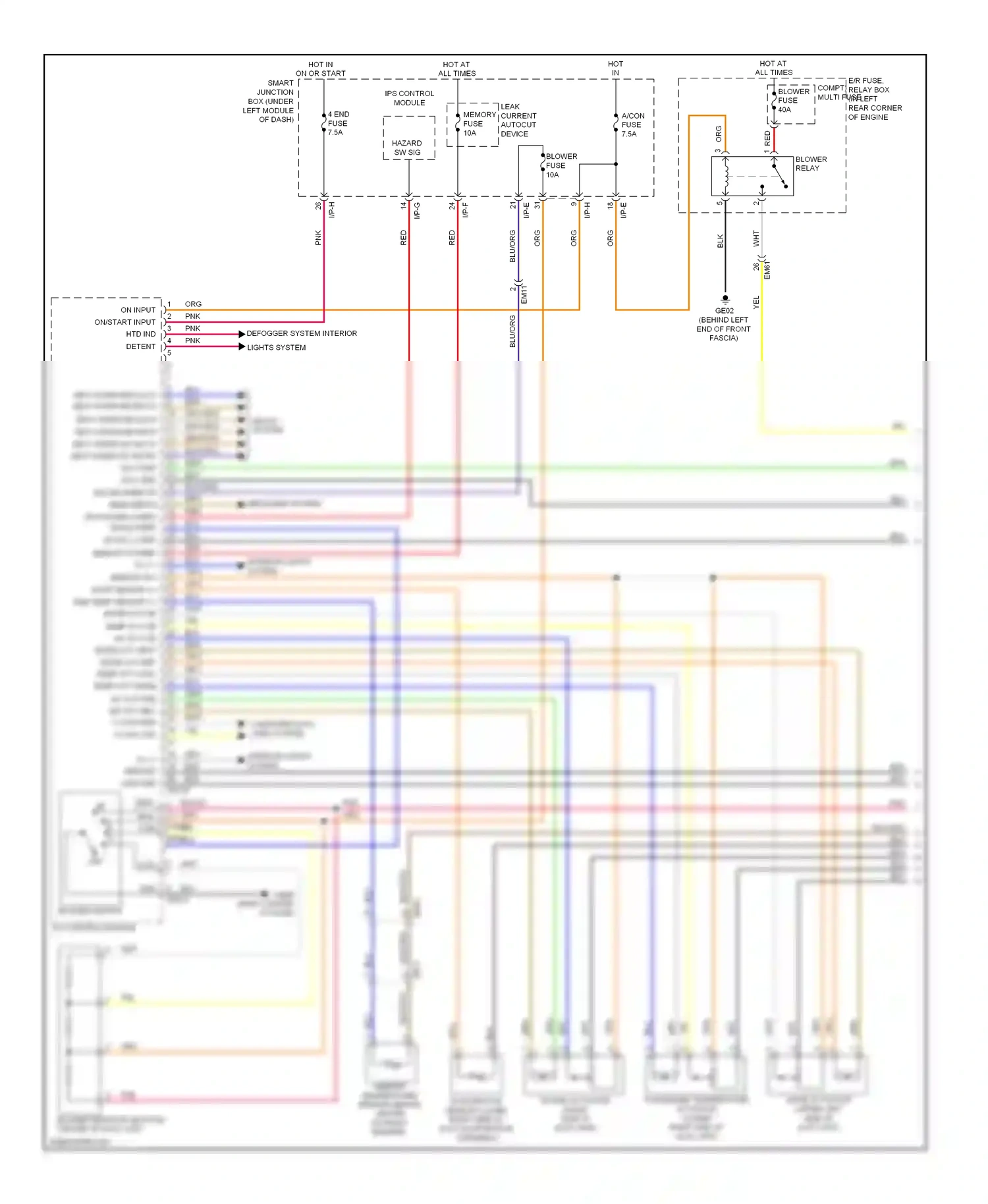 Hyundai Elantra V facelift (2013-2016) defogger system interior lights system wiring diagram  (1 of 1)
