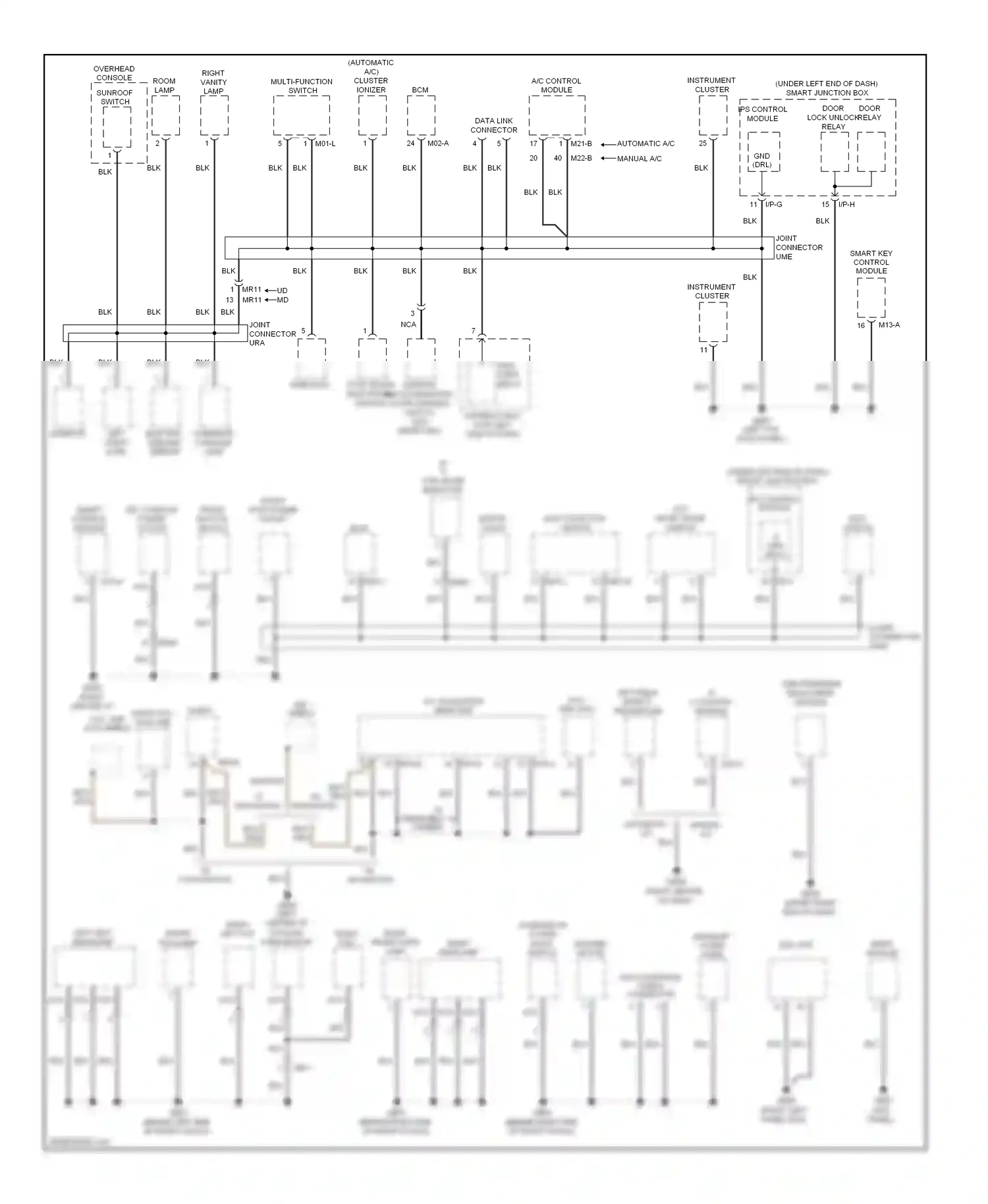 Hyundai Elantra V facelift (2013-2016) overhead console wiring diagram  (1 of 2)