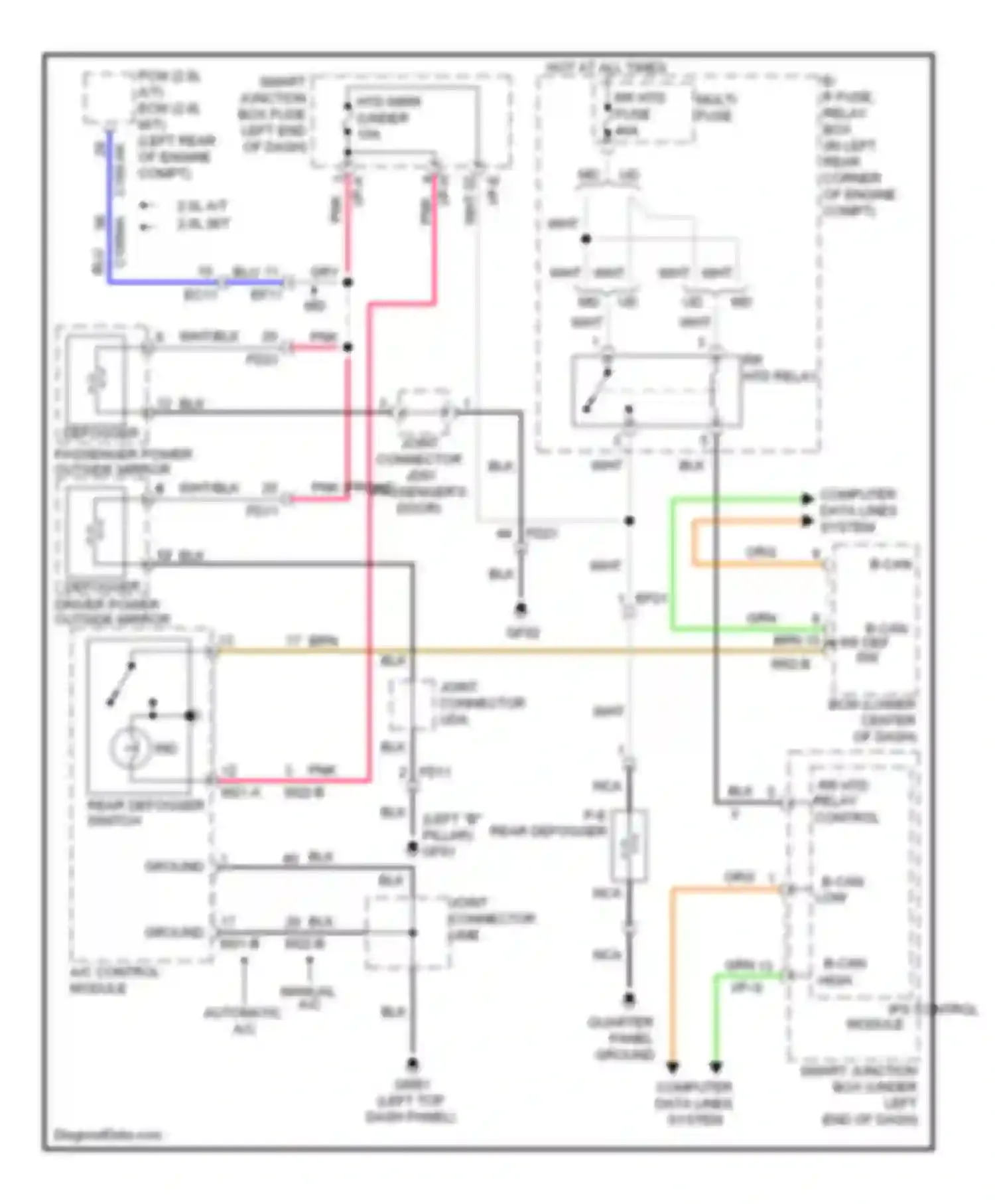 Wiring diagram rear defogger switch for Hyundai Elantra V facelift (2013-2016) (2 of 2)