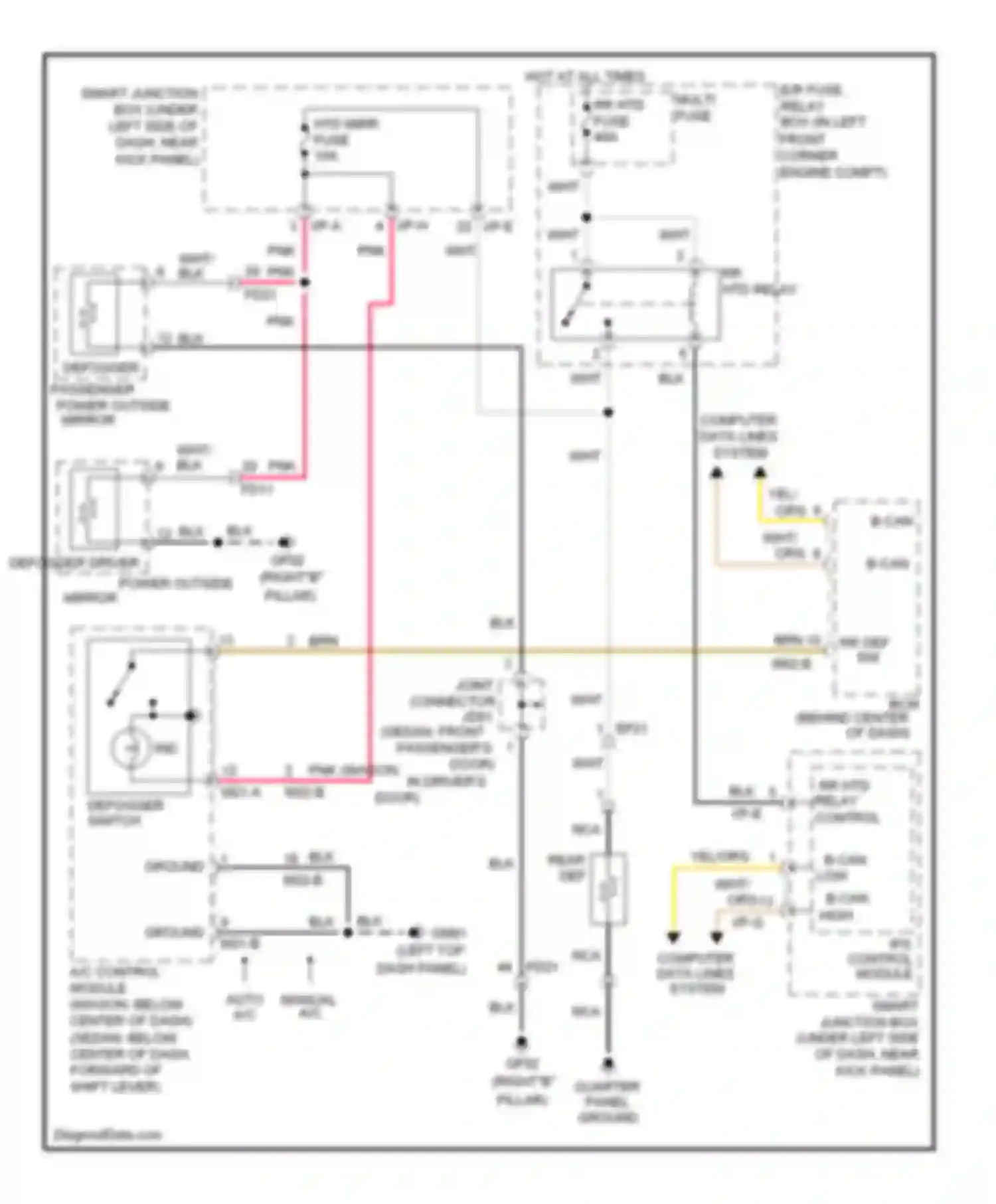 Elantra Hyundai V (2010-2014): Defoggers circuit, without auto defogger