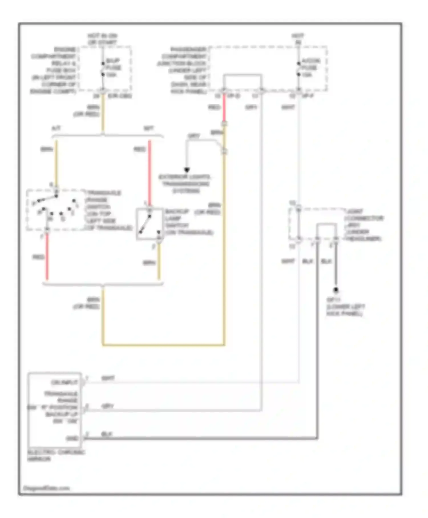 Elantra Hyundai V (2010-2014): Electrochromic mirror circuit, without home link
