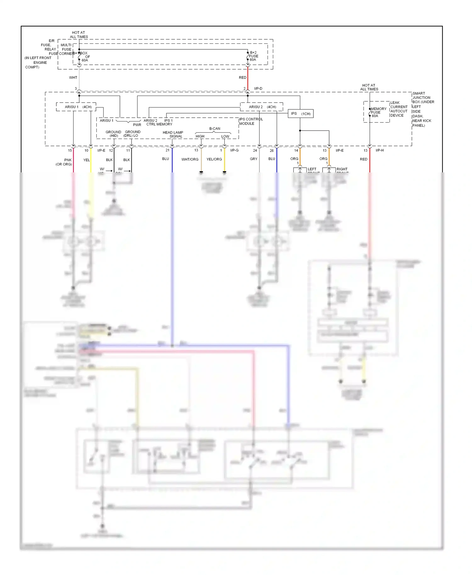 Wiring diagram dimmer, passing switch for Hyundai Elantra V (2010-2014) (2 of 4)