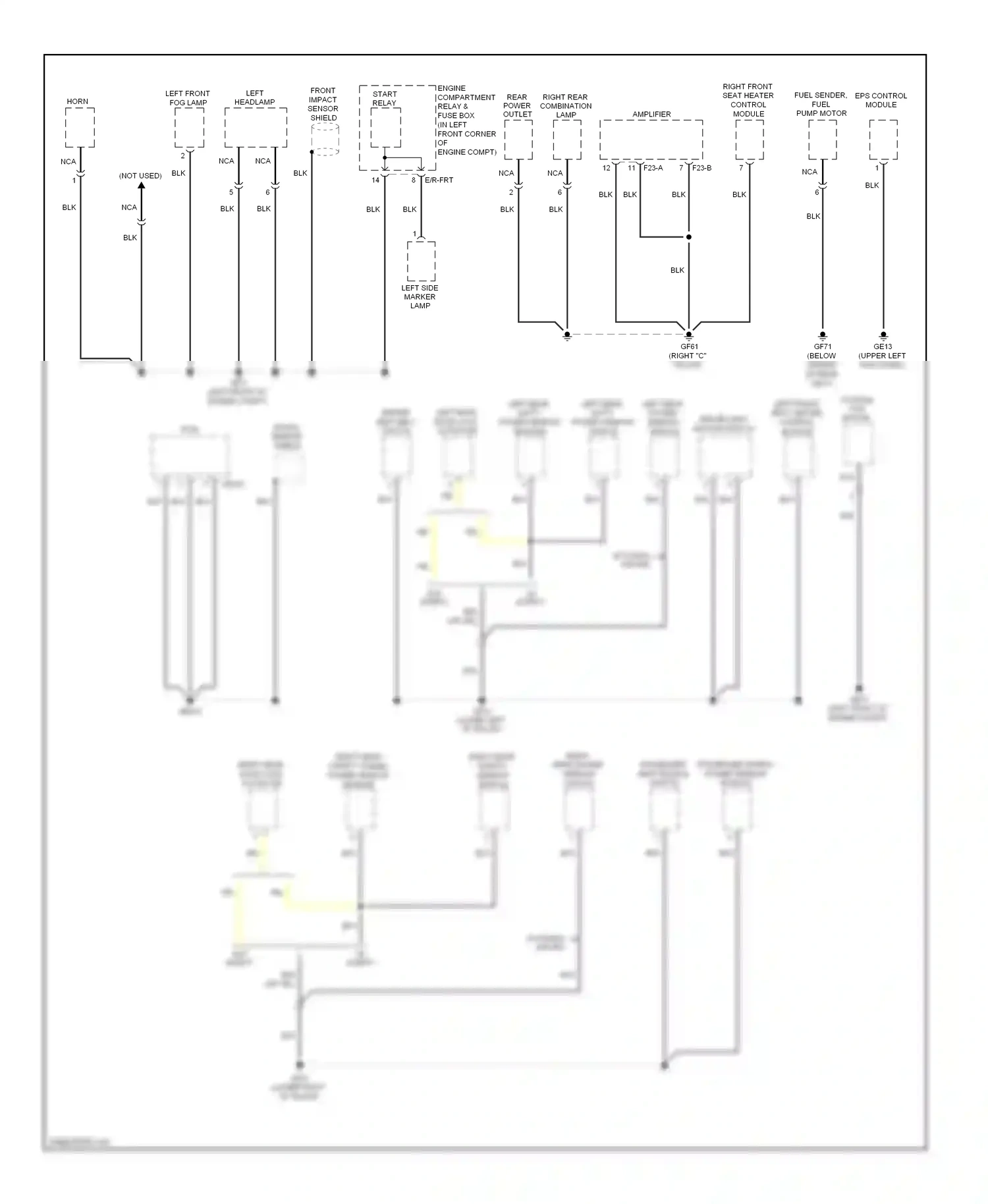 Wiring diagram left rear safty power window module for Hyundai Elantra V (2010-2014) (1 of 1)