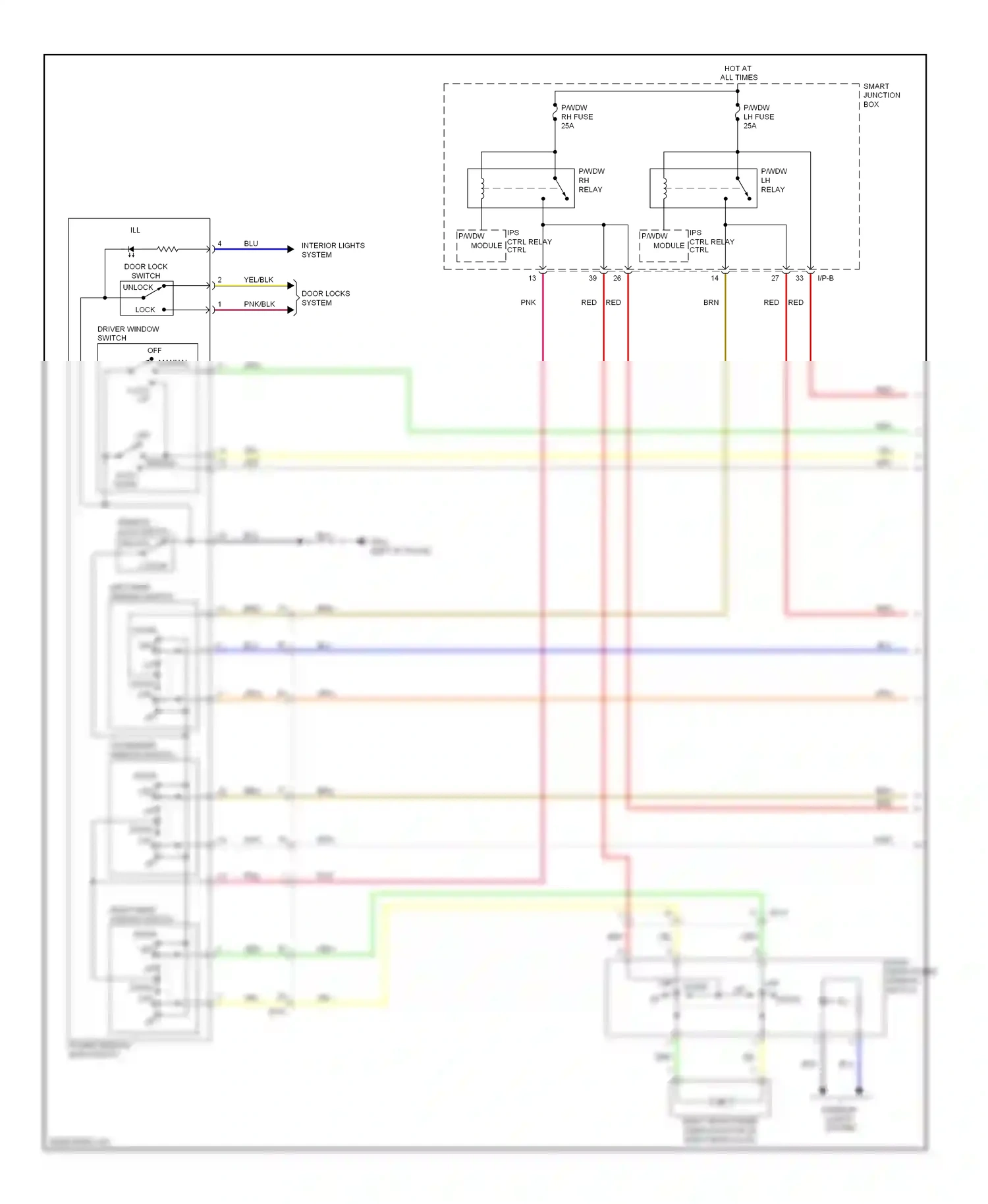 Wiring diagram left rear window switch for Hyundai Elantra V (2010-2014) (1 of 6)