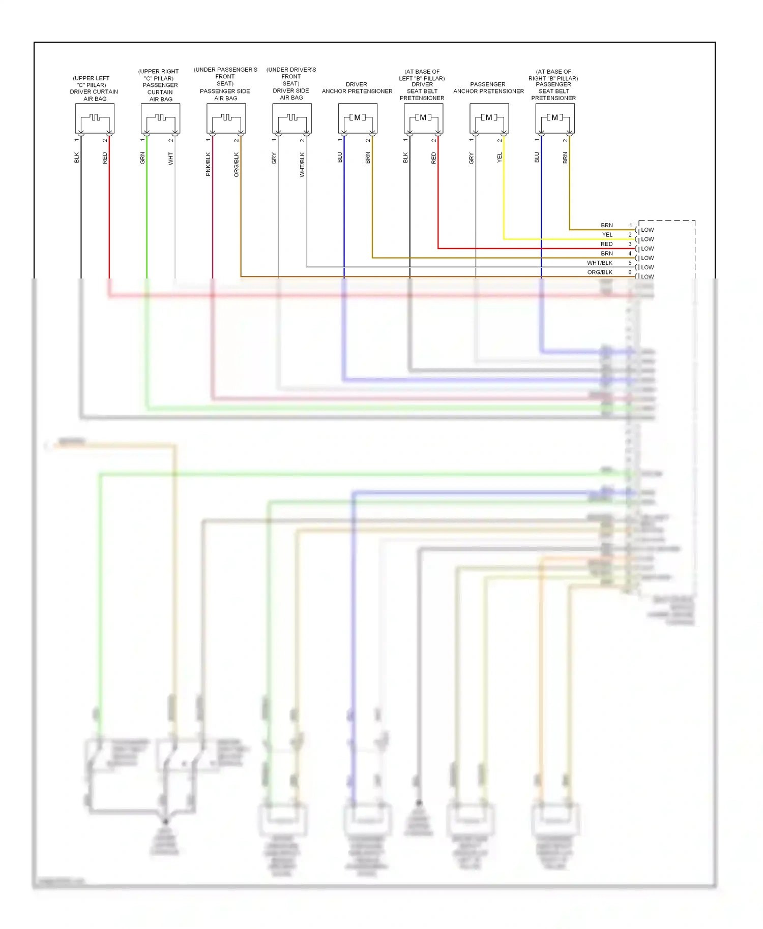 Wiring diagram srs control module for Hyundai Elantra V (2010-2014) (2 of 2)