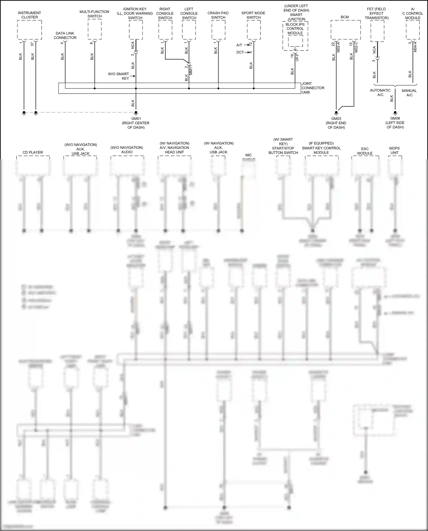 Wiring diagram cigarette lighter for Hyundai Elantra VI (2015-2019) (1 of 2)