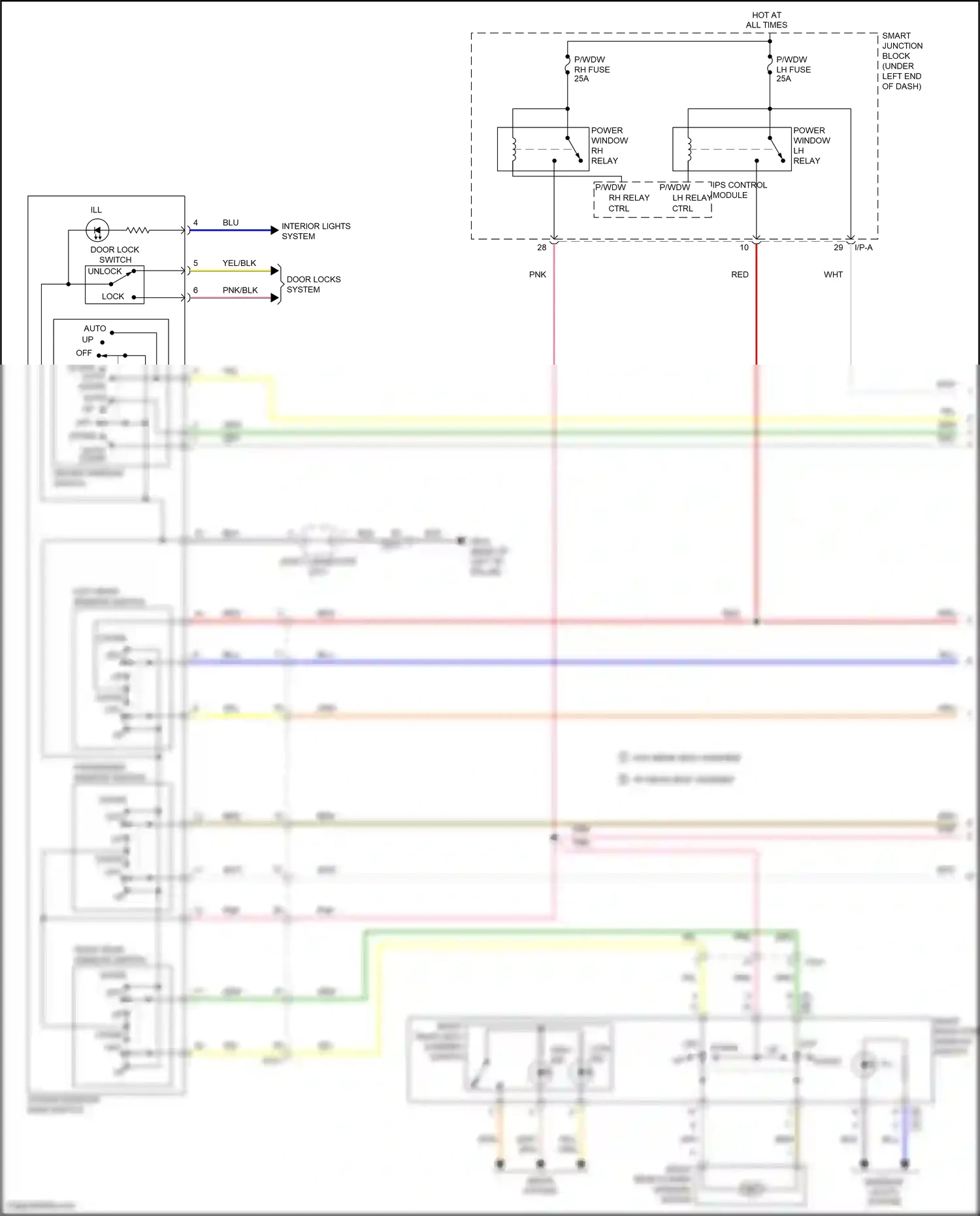 Wiring diagram down/ auto down for Hyundai Elantra VI (2015-2019) (1 of 1)