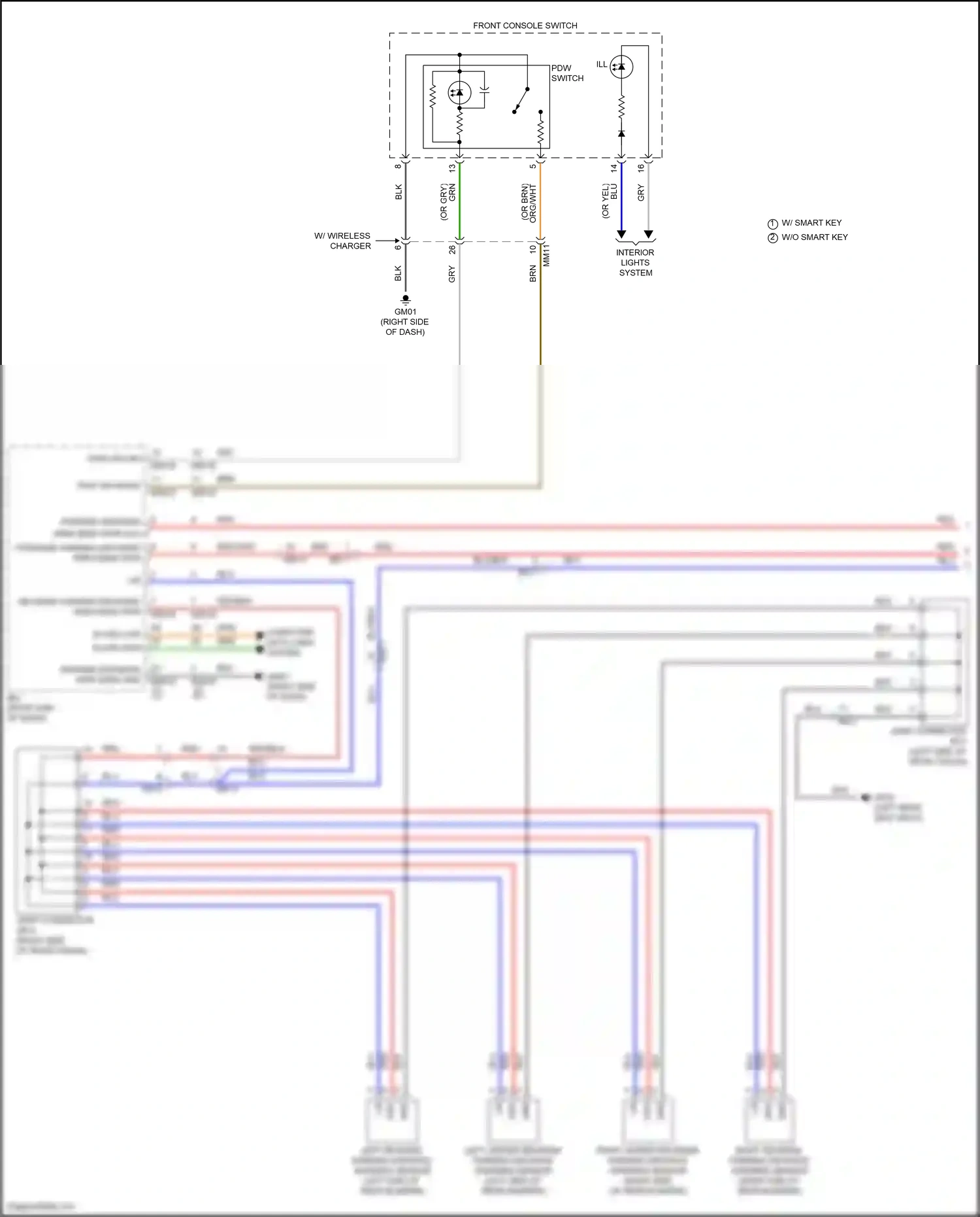 Wiring diagram front console switch for Hyundai Elantra VII facelift (2023-2024) (10 of 29)