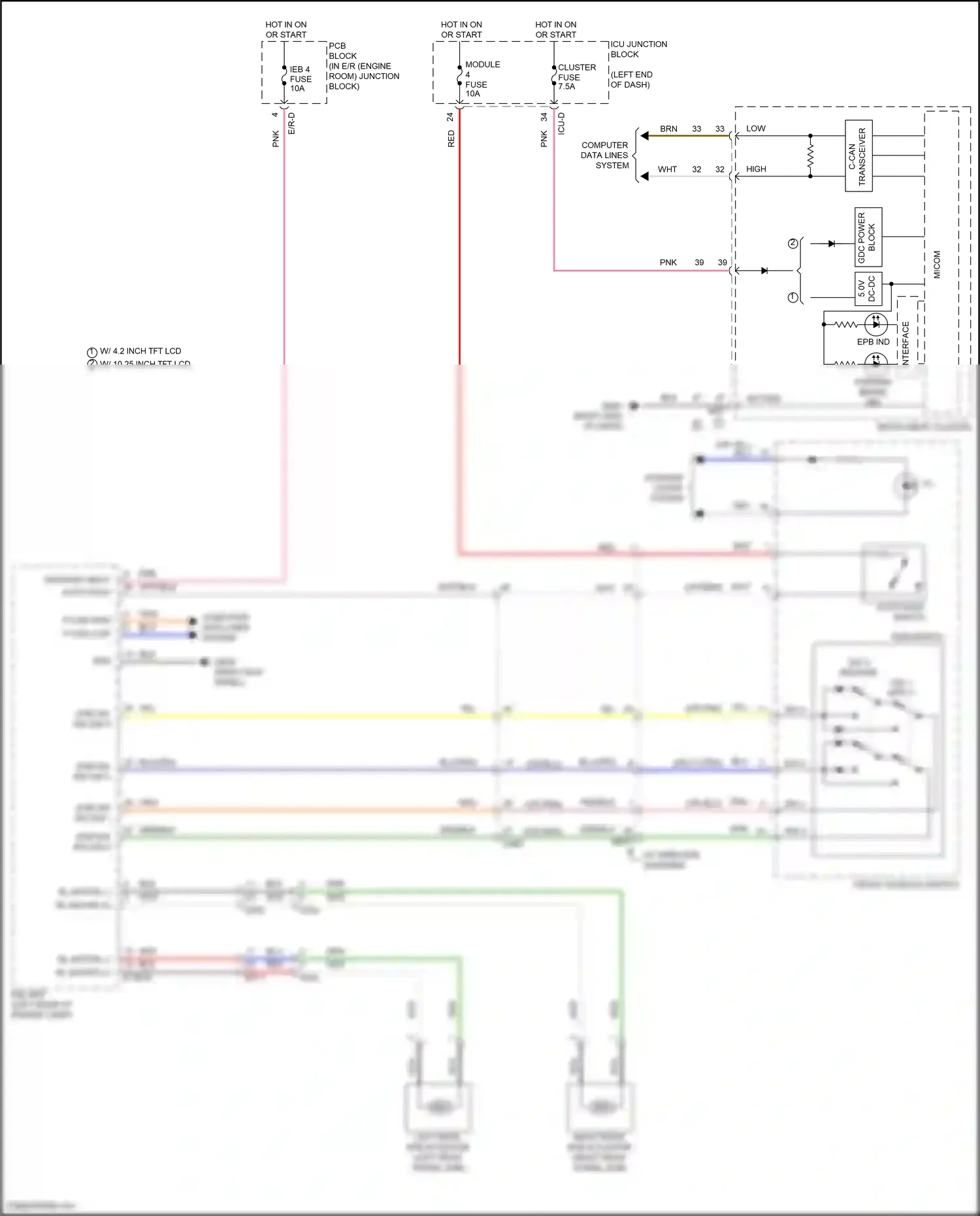Wiring diagram front console switch for Hyundai Elantra VII facelift (2023-2024) (1 of 29)