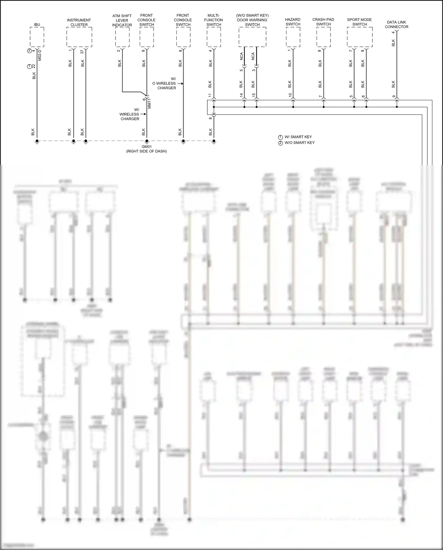 Wiring diagram multi- function switch for Hyundai Elantra VII facelift (2023-2024) (4 of 8)
