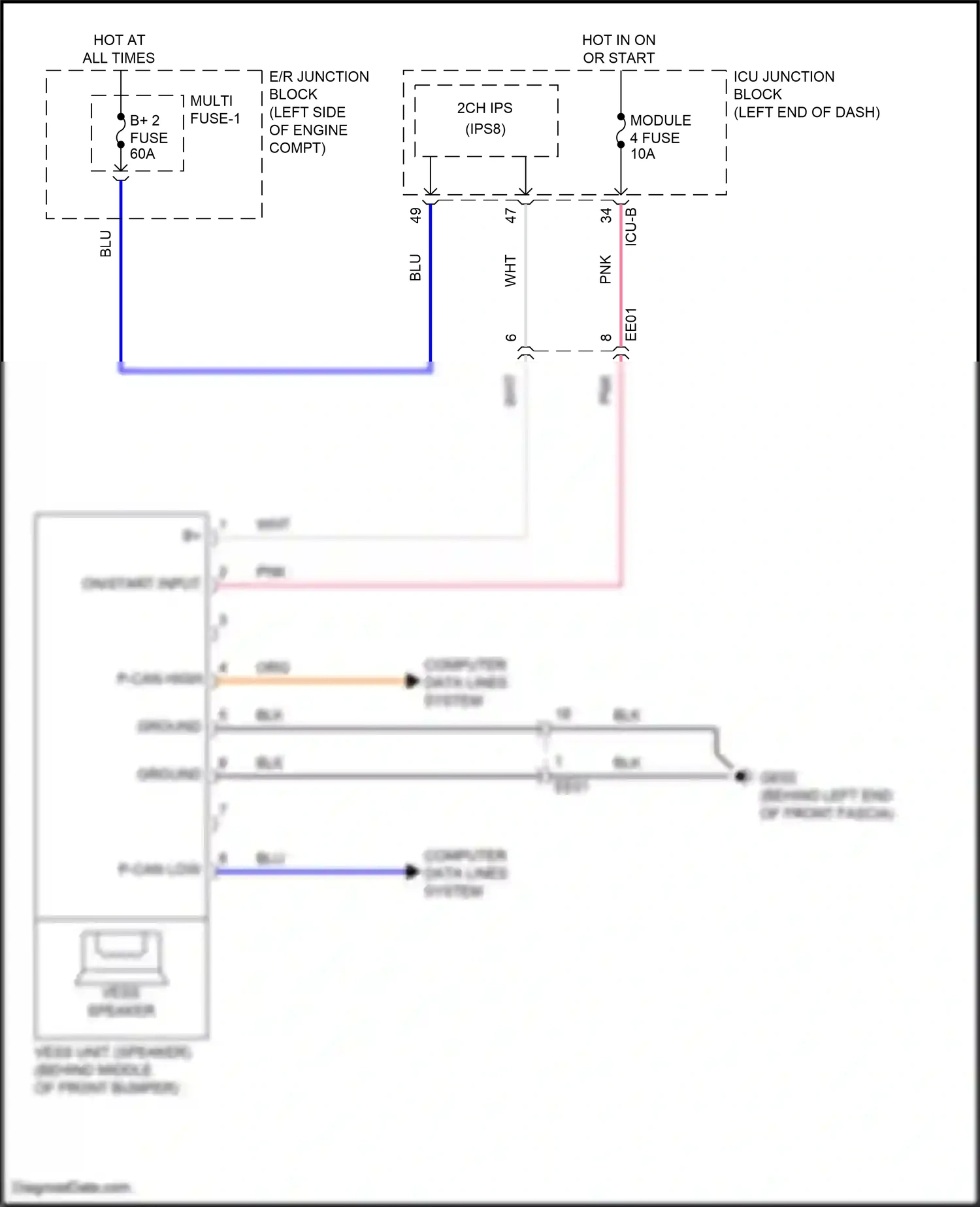 Wiring diagram on/start input for Hyundai Elantra VII (2020-2024) (1 of 42)