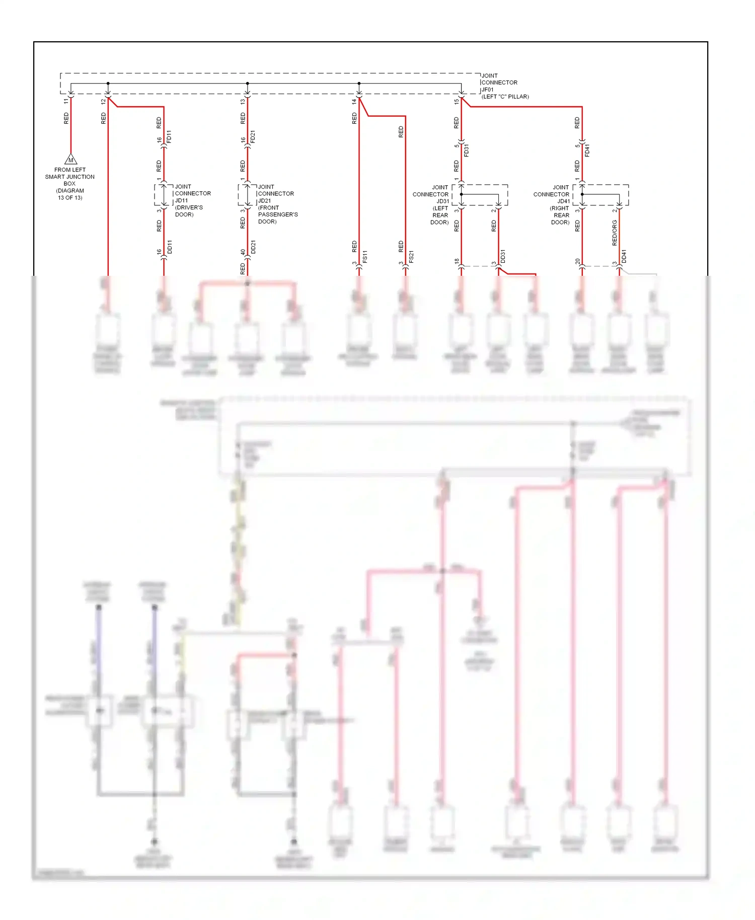 Wiring diagram red/org for Hyundai Equus II facelift (2013-2016) (46 of 65)