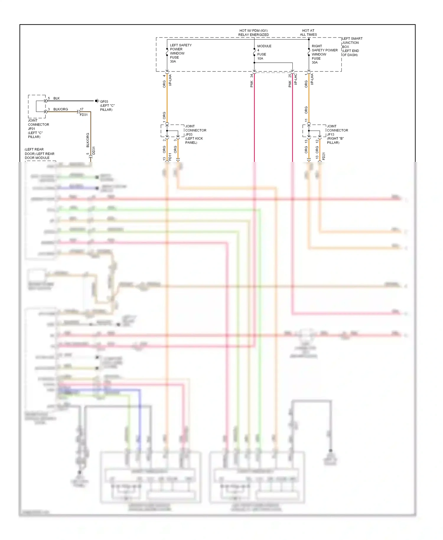 Wiring diagram seats system for Hyundai Equus II facelift (2013-2016) (1 of 2)