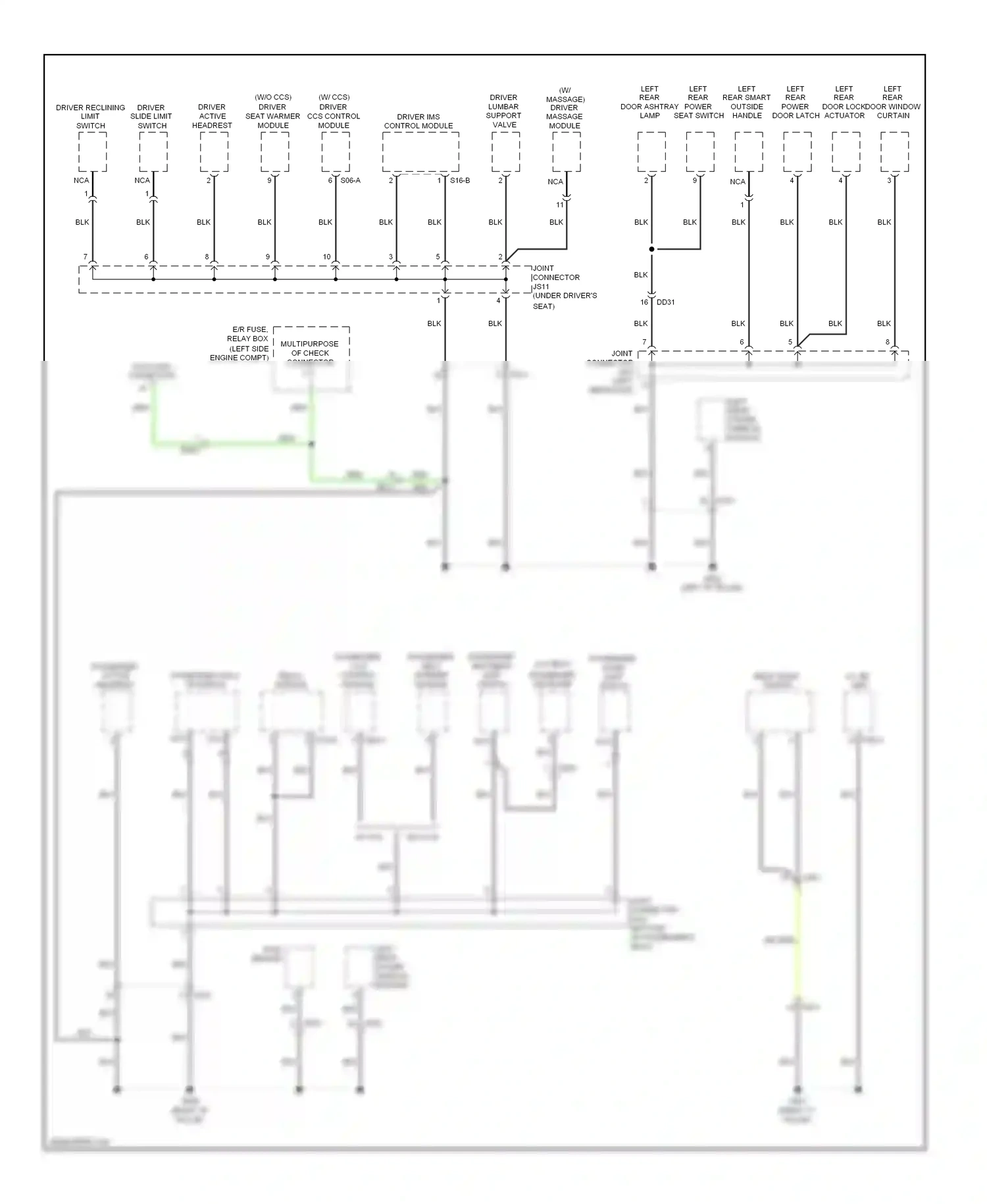Wiring diagram driver active headrest for Hyundai Equus II (2009-2013) (1 of 1)