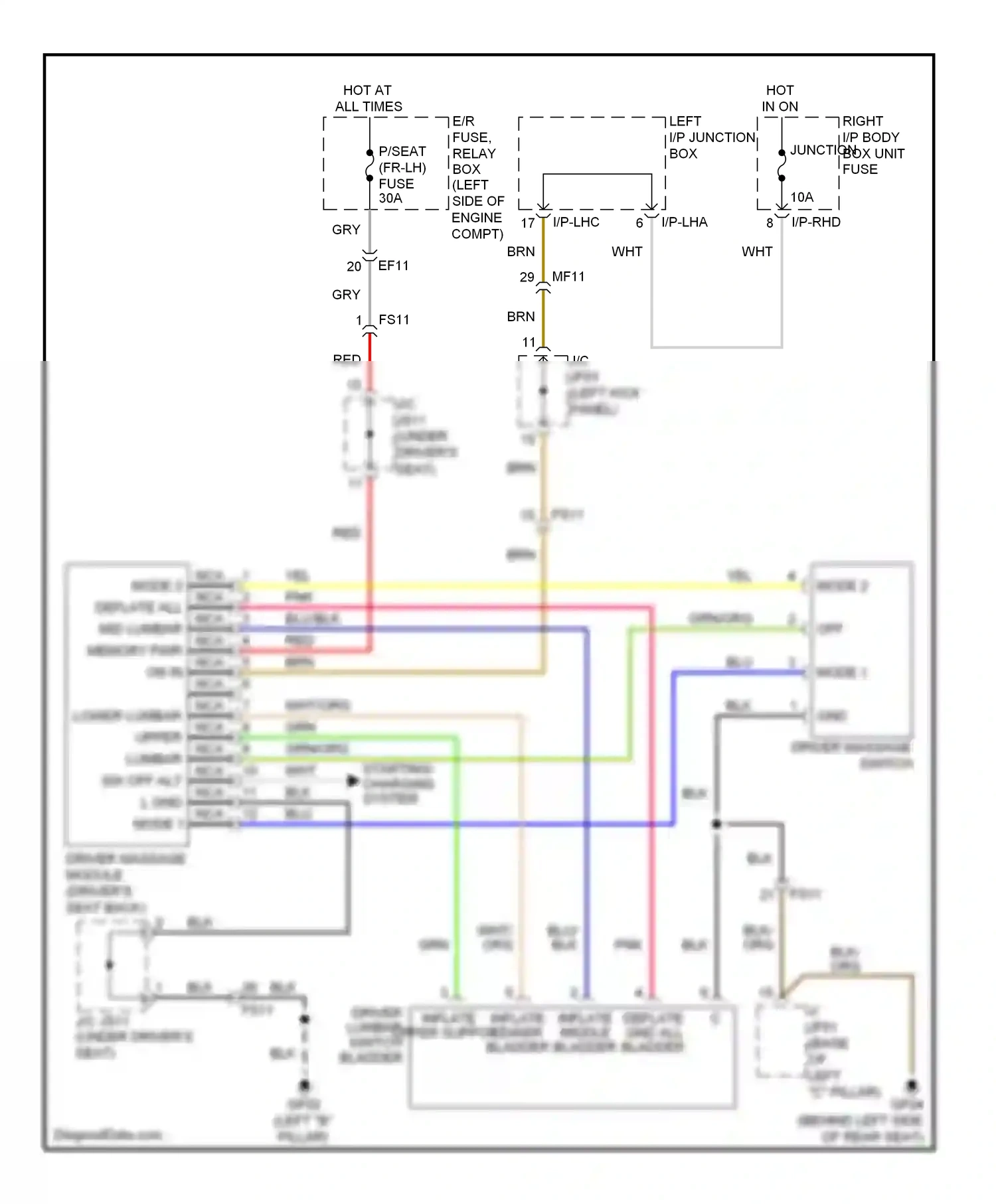 Wiring diagram driver massage switch for Hyundai Equus II (2009-2013) (1 of 1)
