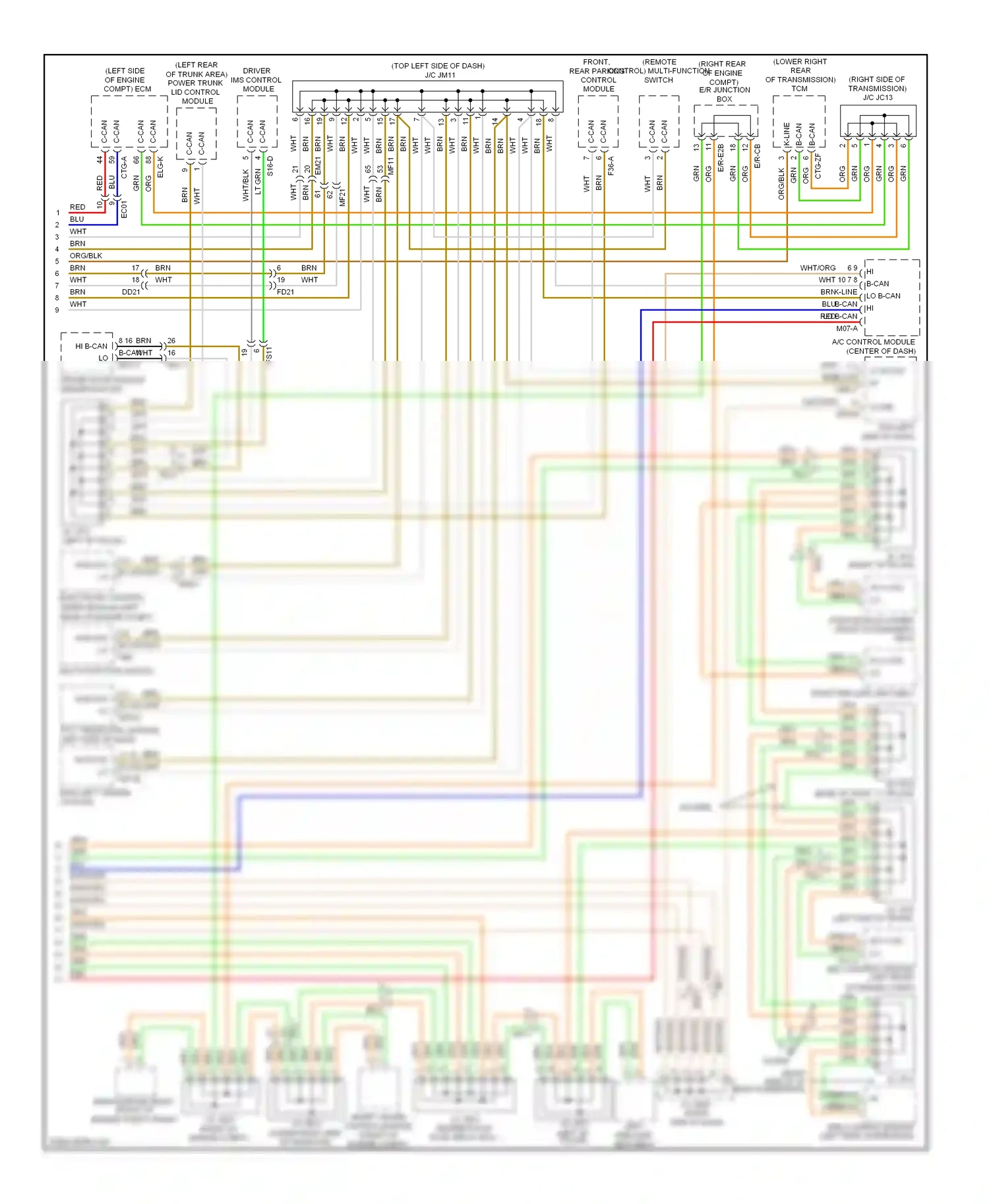 Wiring diagram front, rear parking control module for Hyundai Equus II (2009-2013) (1 of 1)