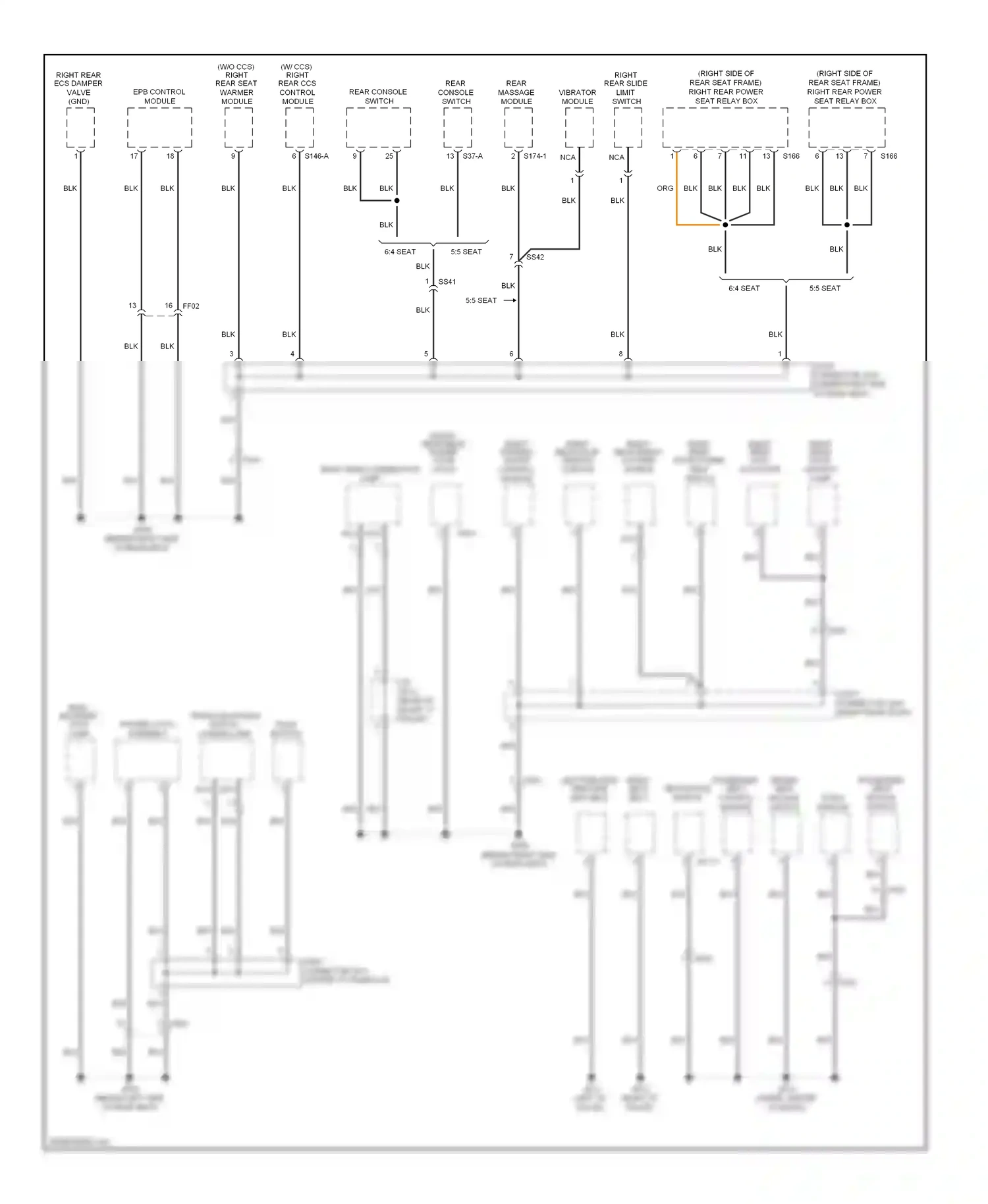 Wiring diagram rear massage module for Hyundai Equus II (2009-2013) (2 of 4)